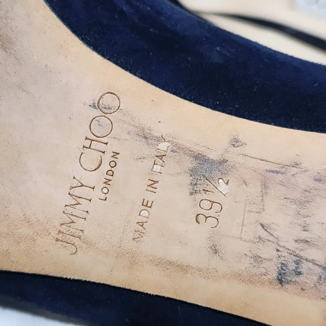 Jimmy Choo Jimmy Choo London Navy Suede Pointed Pumps Size US 9.5 / IT 39.5 - 6 Thumbnail