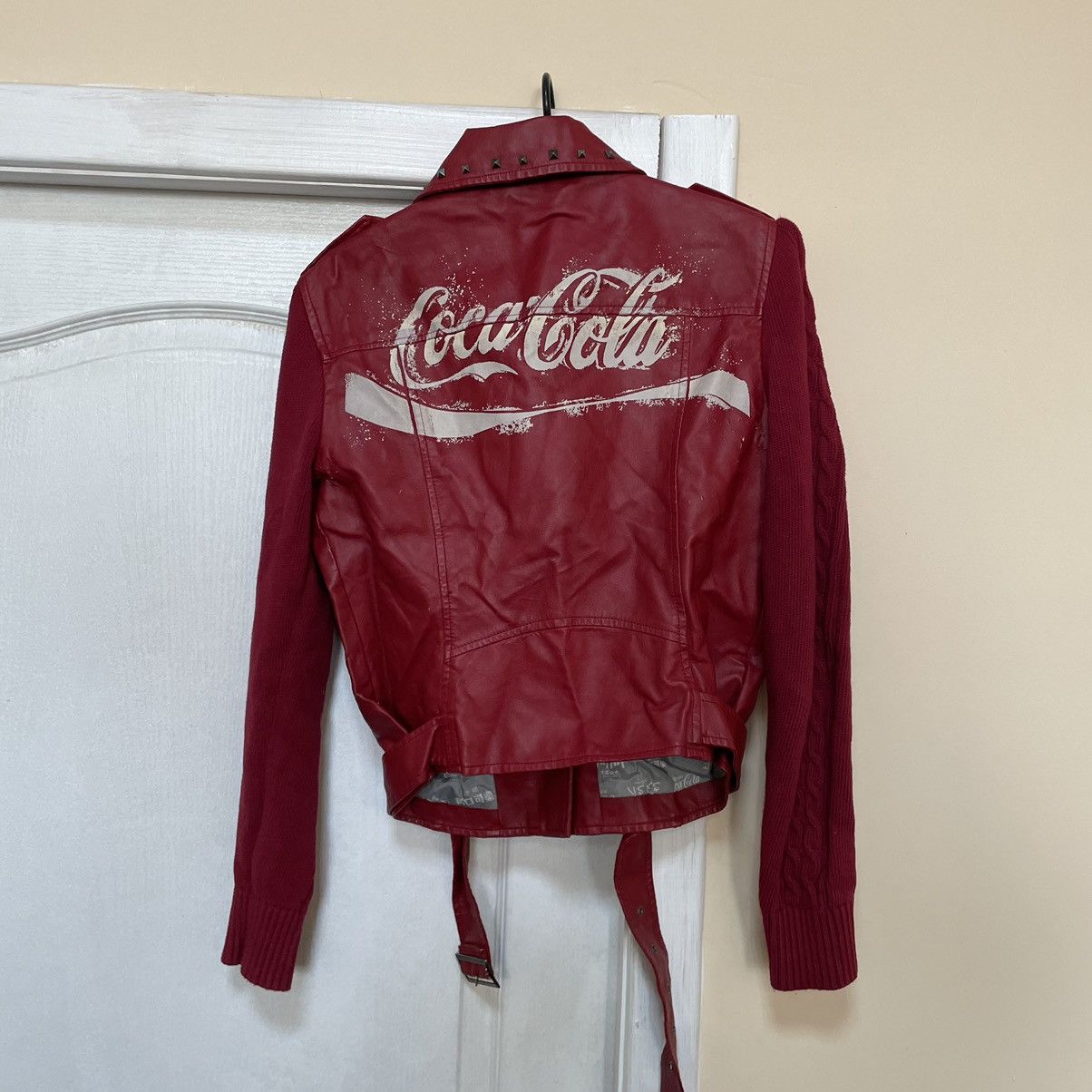 Coca Cola × Japanese Brand 90’s Leather Jacket Women’s Punk Rock bomber desigual chrome Size S / US 4 / IT 40 - 1 Thumbnail