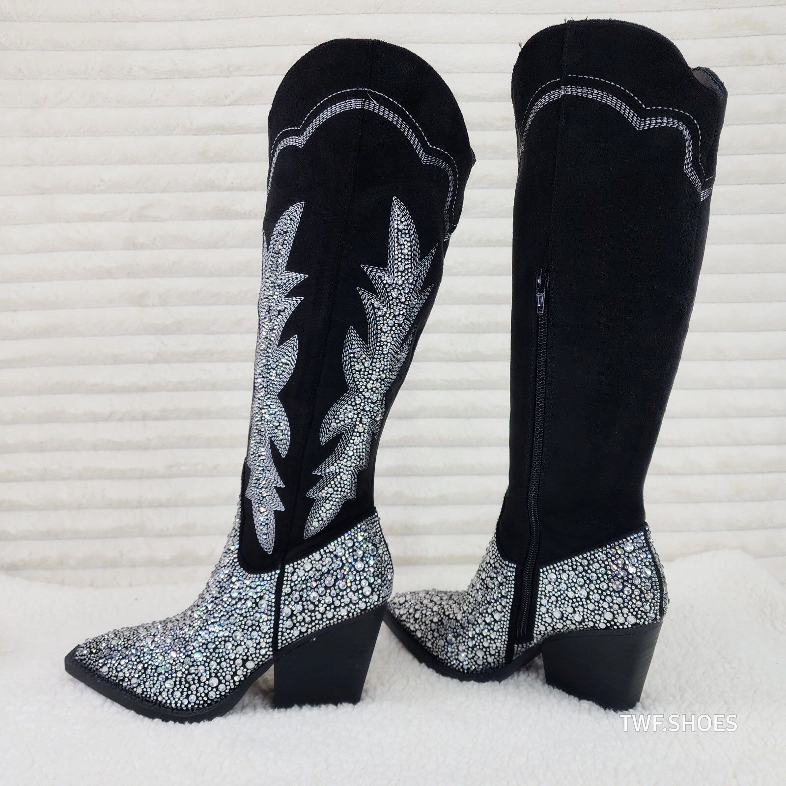 Other Murrey Black FX Suede With Rhinestones Glamour Western Cowgi Size US 10 / IT 40 - 2 Thumbnail