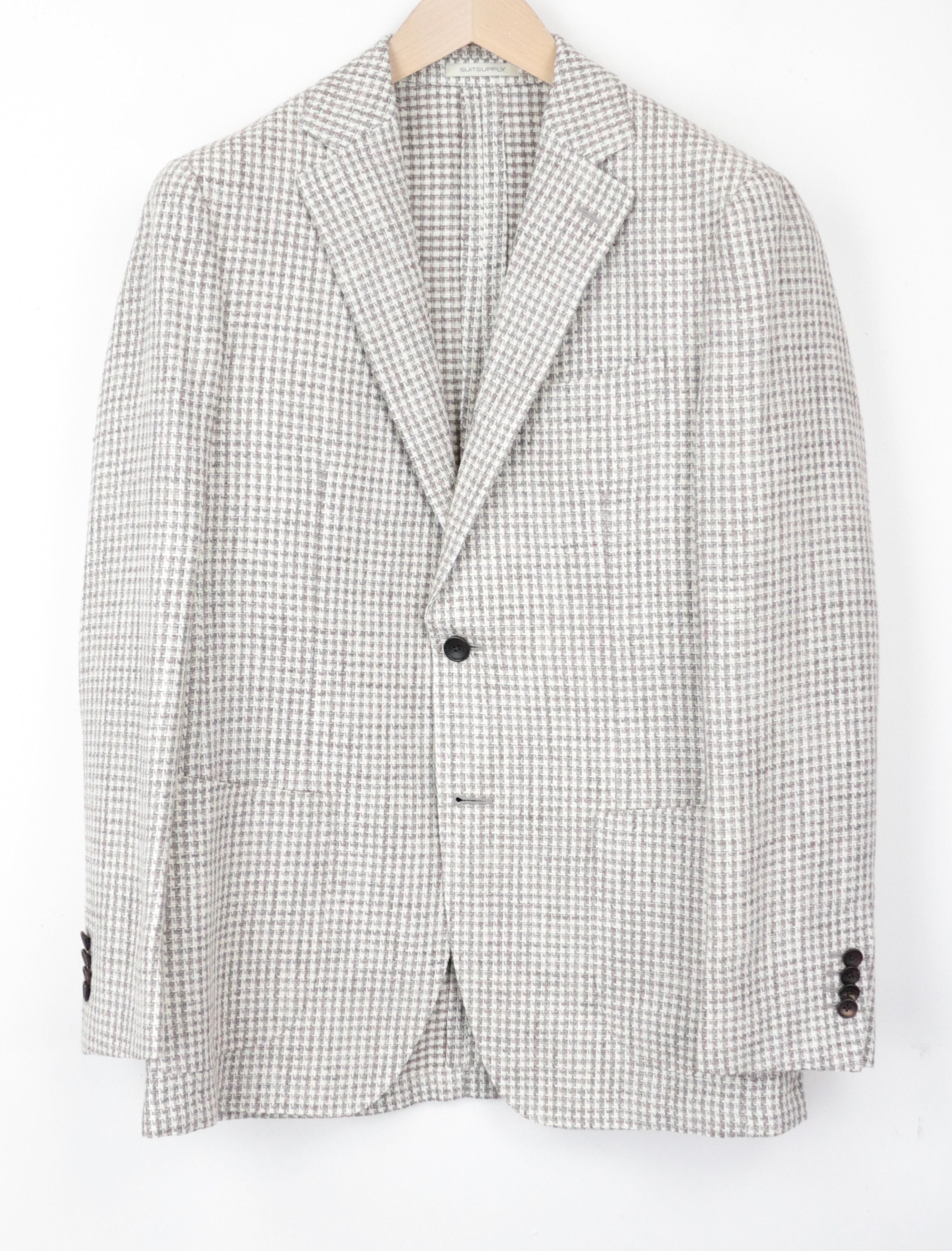 image of Suitsupply Havana Uk38R Brown Silk Linen Cotton Patterned Blazer 67057, Men's