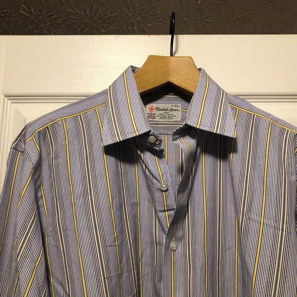 Turnbull & Asser TURNBULL & Asser men's blue 100%cotton dress shirt size: 17 Size US XL / EU 56 / 4 - 4 Thumbnail