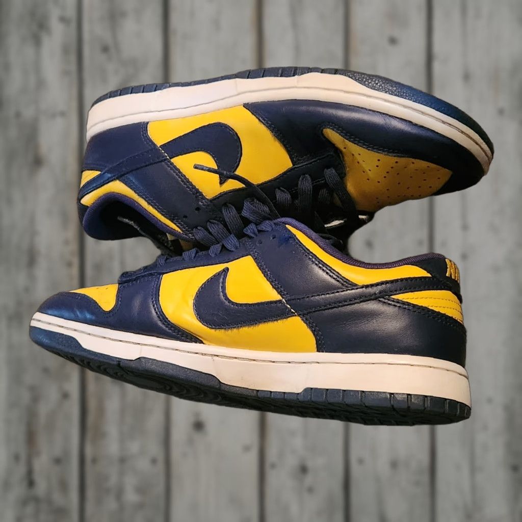 Nike Nike Dunk Michigan Shoe Men 9 US Low Top Leather Sneaker Varsity Maize Midnight Navy-White Rubber Outsole 2021 DD1391-700 Size US 9 / EU 42 - 1 Thumbnail
