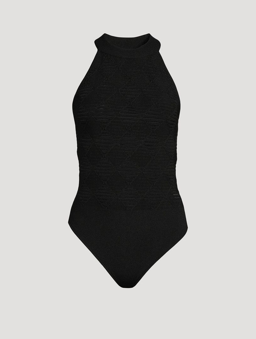 Balmain o1s1wg110825 Textured Body Top in Black Size S / US 4 / IT 40 - 1 Thumbnail
