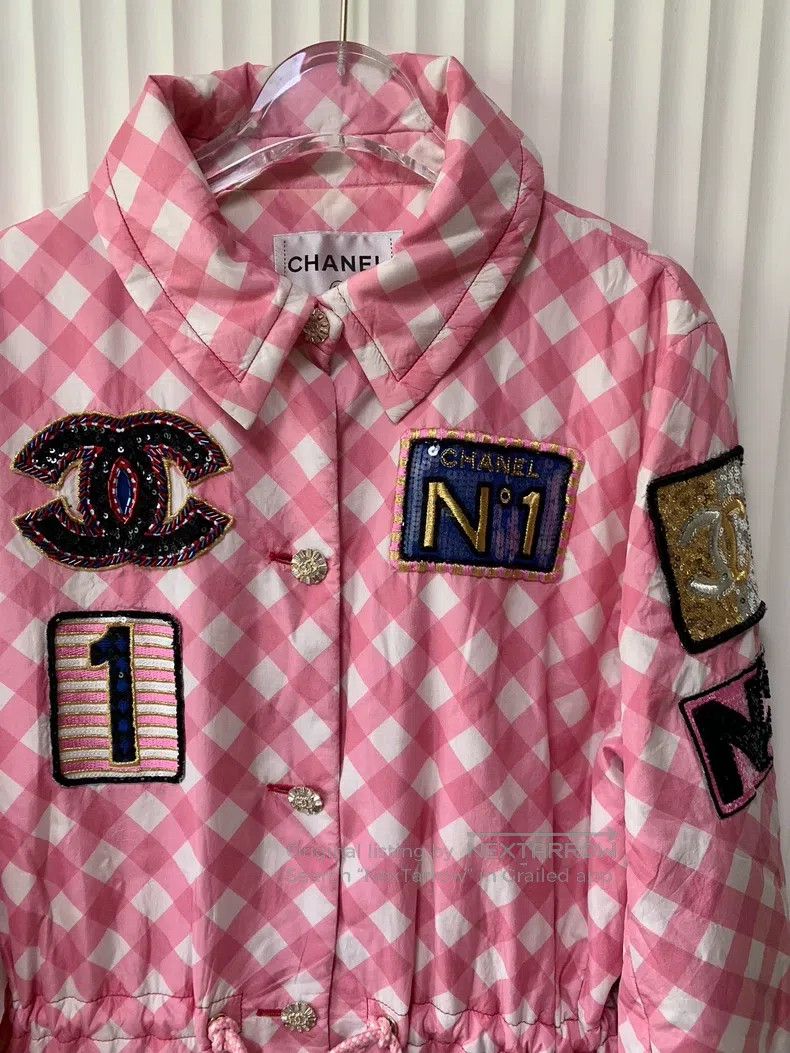 Chanel Chanel 23C pink and white plaid logo waist jacket Size S / US 4 / IT 40 - 4 Thumbnail