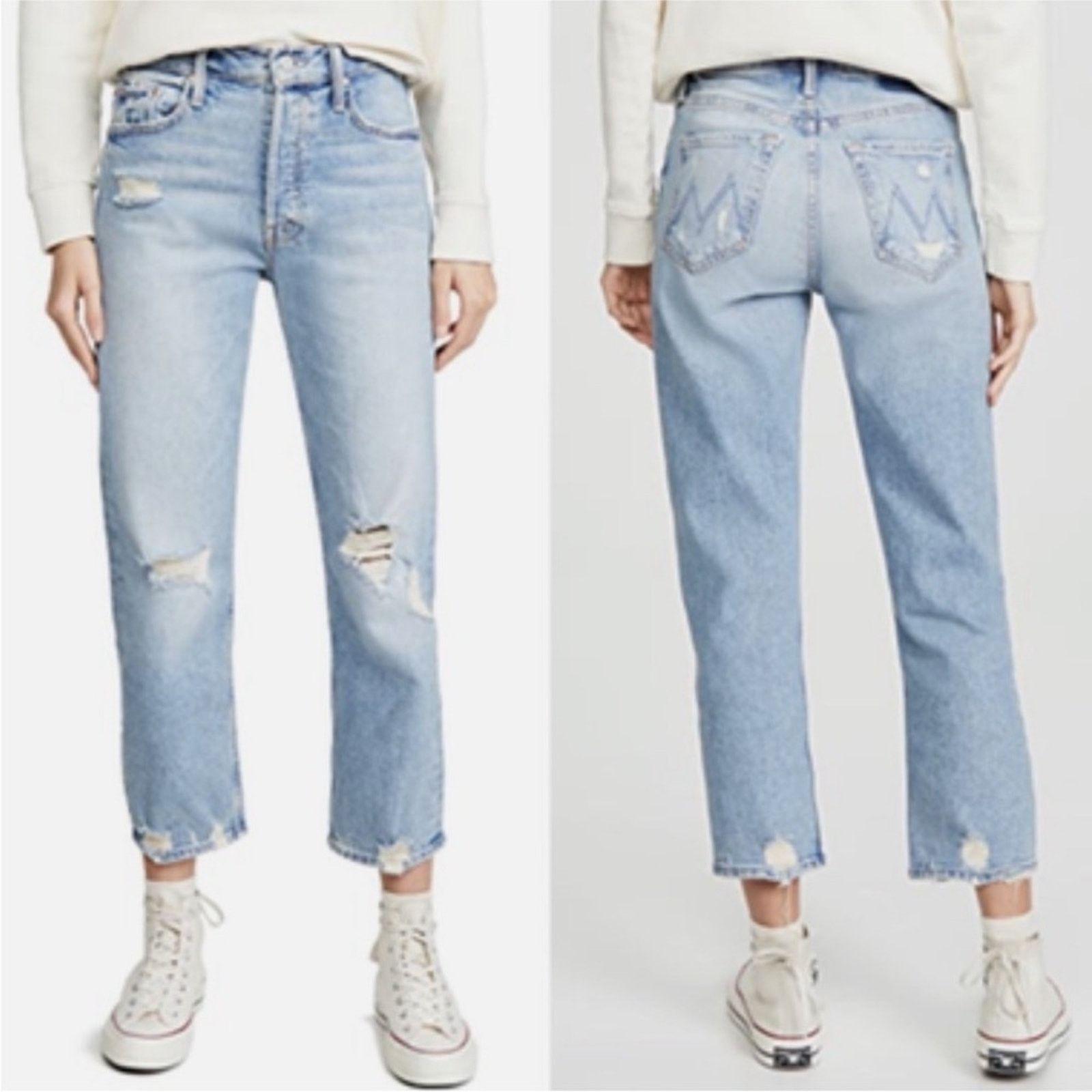 MOTHER MOTHER $258 The Tomcat Distressed Straight Leg Jeans size 32 Size 32" / US 10 / IT 46 - 4 Thumbnail