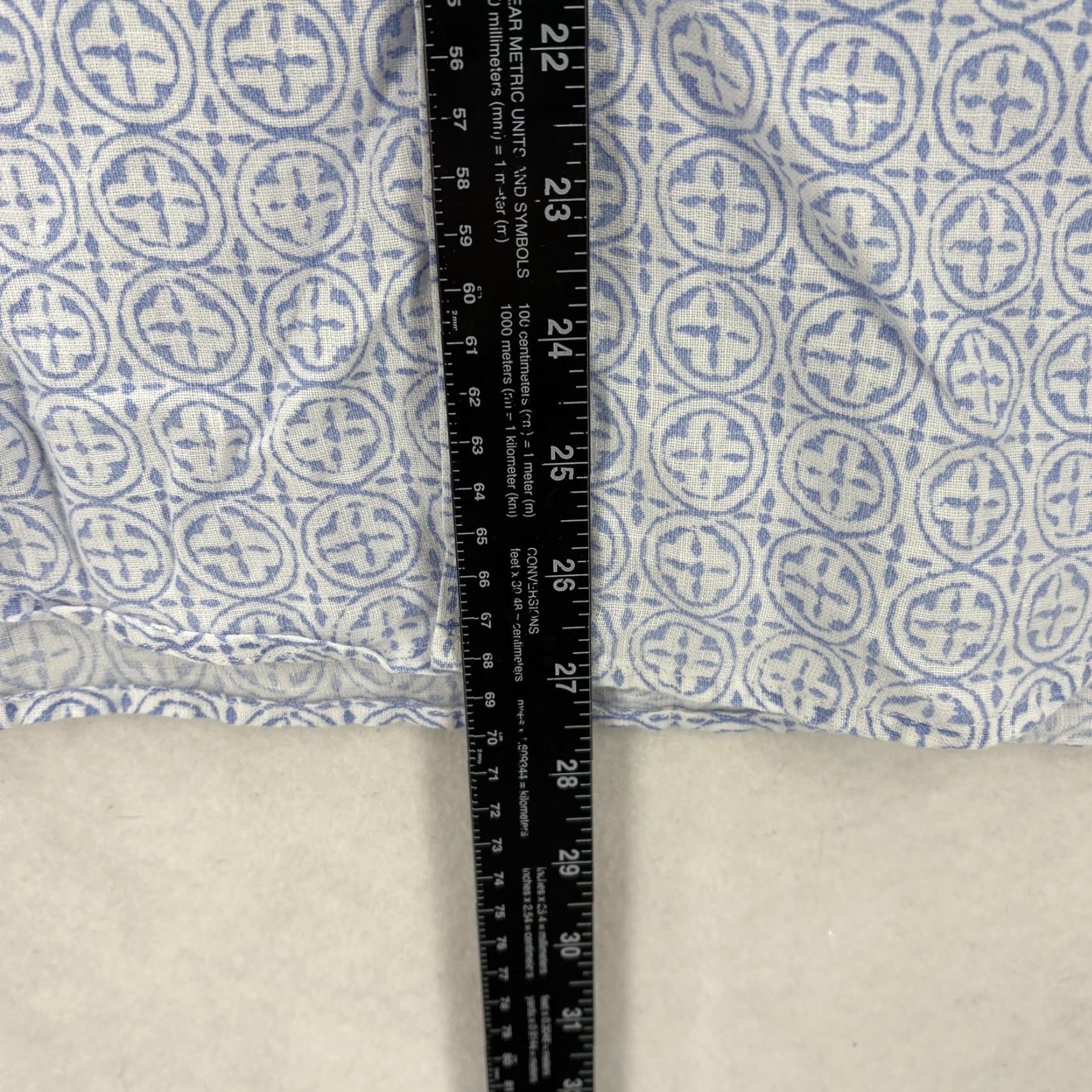 J.Crew J. Crew Shirt Mens Large Blue Geometric Print Linen Short Sleeve Button Up Slim Size US L / EU 52-54 / 3 - 7 Thumbnail