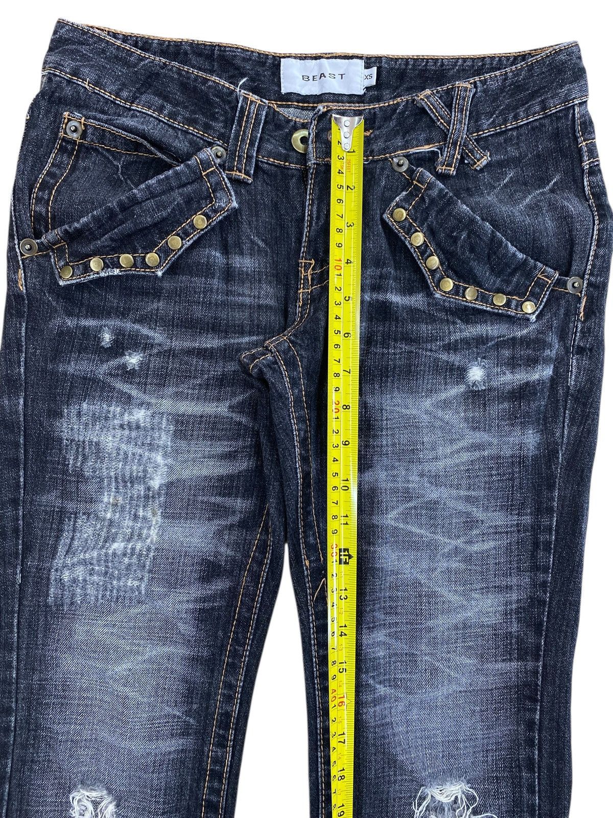 Japanese Brand Japanese Brand Beast Faded Wash Studded Ripped Flare Jeans Size US 30 / EU 46 - 10 Thumbnail