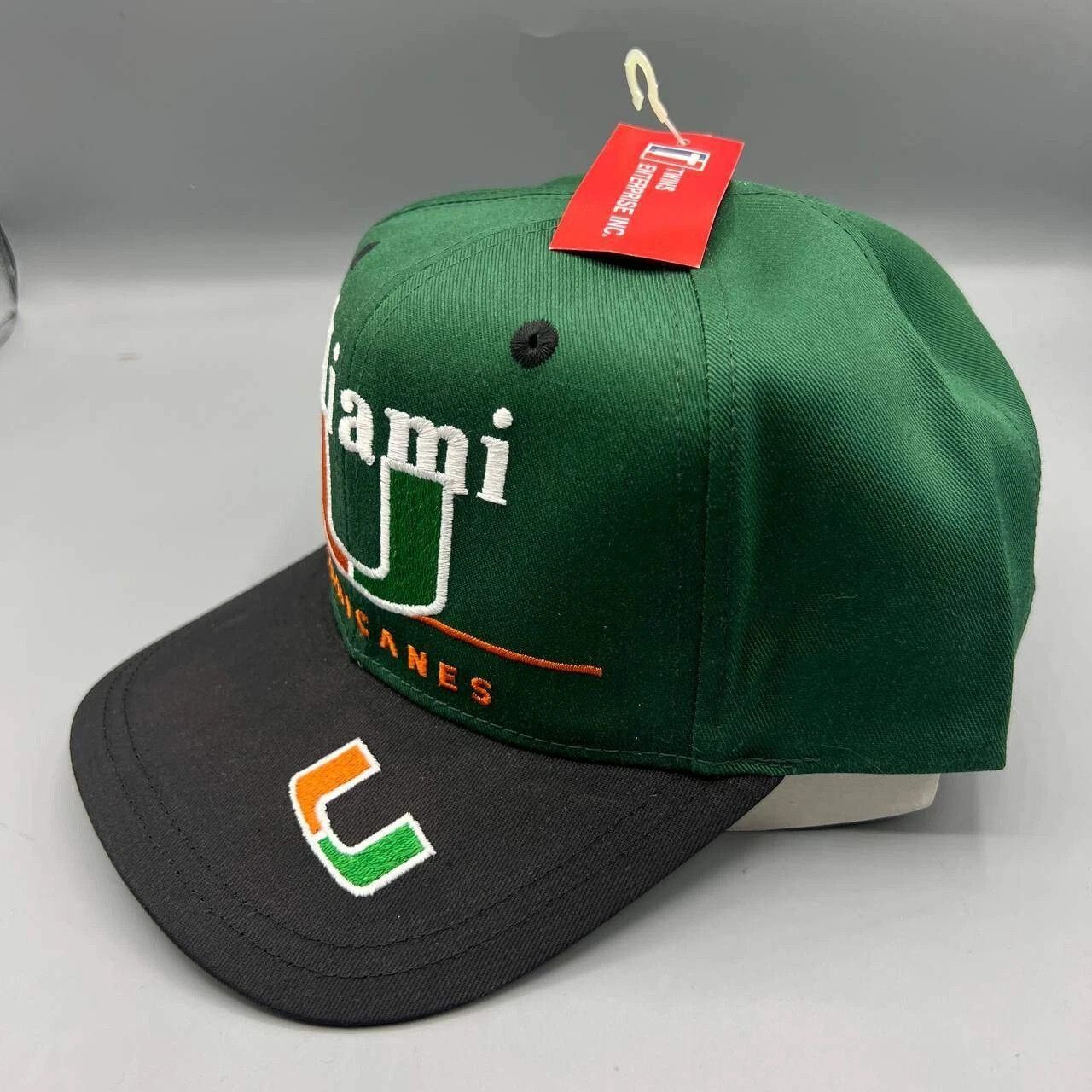 Twins Enterprise Inc. × Vintage Miami Hurricanes Hat Men Green Twins Enterprise Snap Back Size ONE SIZE - 3 Thumbnail