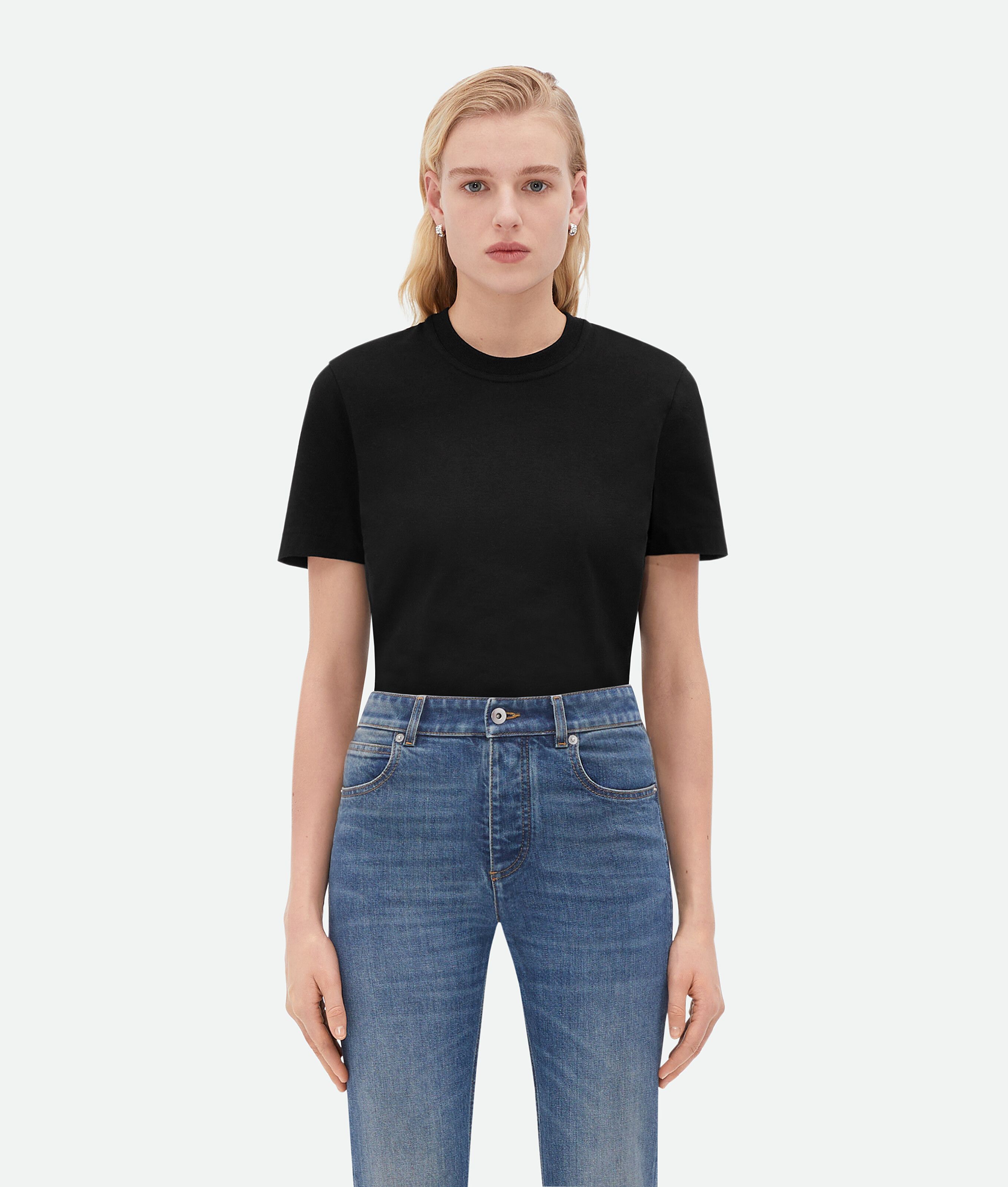 Bottega Veneta o1bcso1str0425 Light Cotton T-Shirt in Black Size XS / US 0-2 / IT 36-38 - 1 Thumbnail