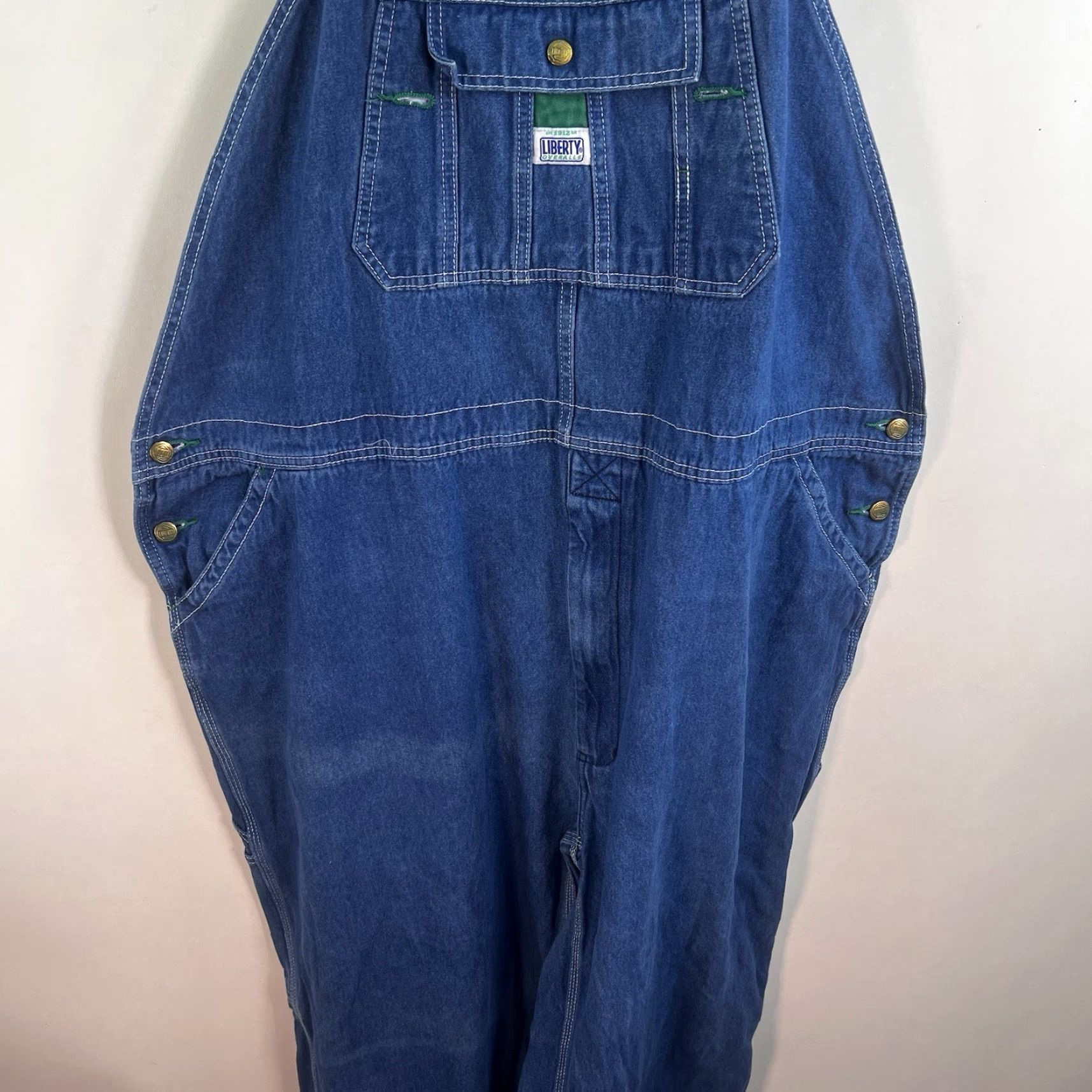 VINTAGE Liberty Denim Bib Overalls Mens Big Tall 50X32 Blue