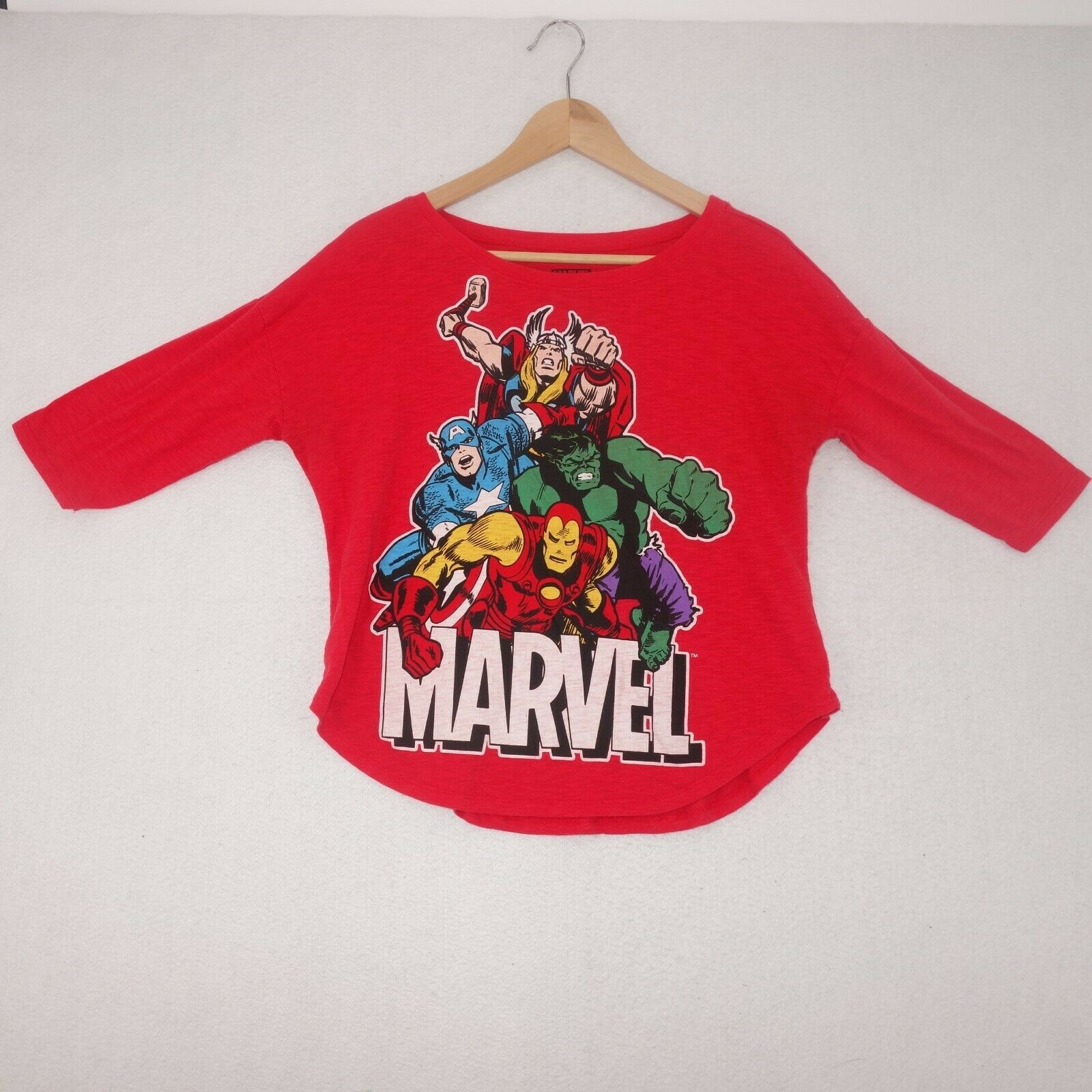 Marvel Comics Marvel Avengers Superhero Red Graphic T-Shirt Tee Jr Medium Size M / US 6-8 / IT 42-44 - 2 Thumbnail