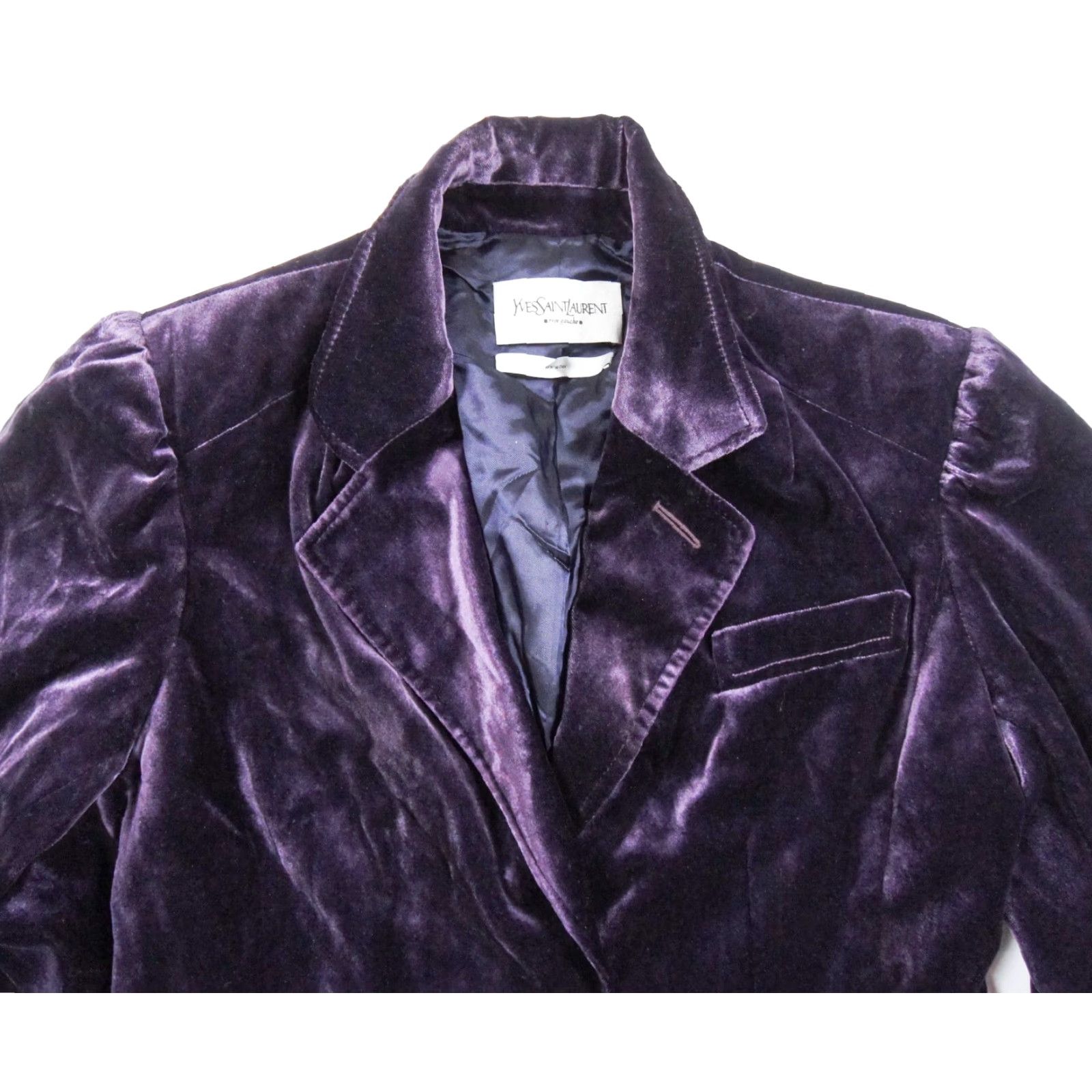 Yves Saint Laurent VINTAGE Yves Saint Laurent Women's Blazer Jacket Size 42 Purple Velvet Designer Office Formal Size M / US 6-8 / IT 42-44 - 2 Thumbnail