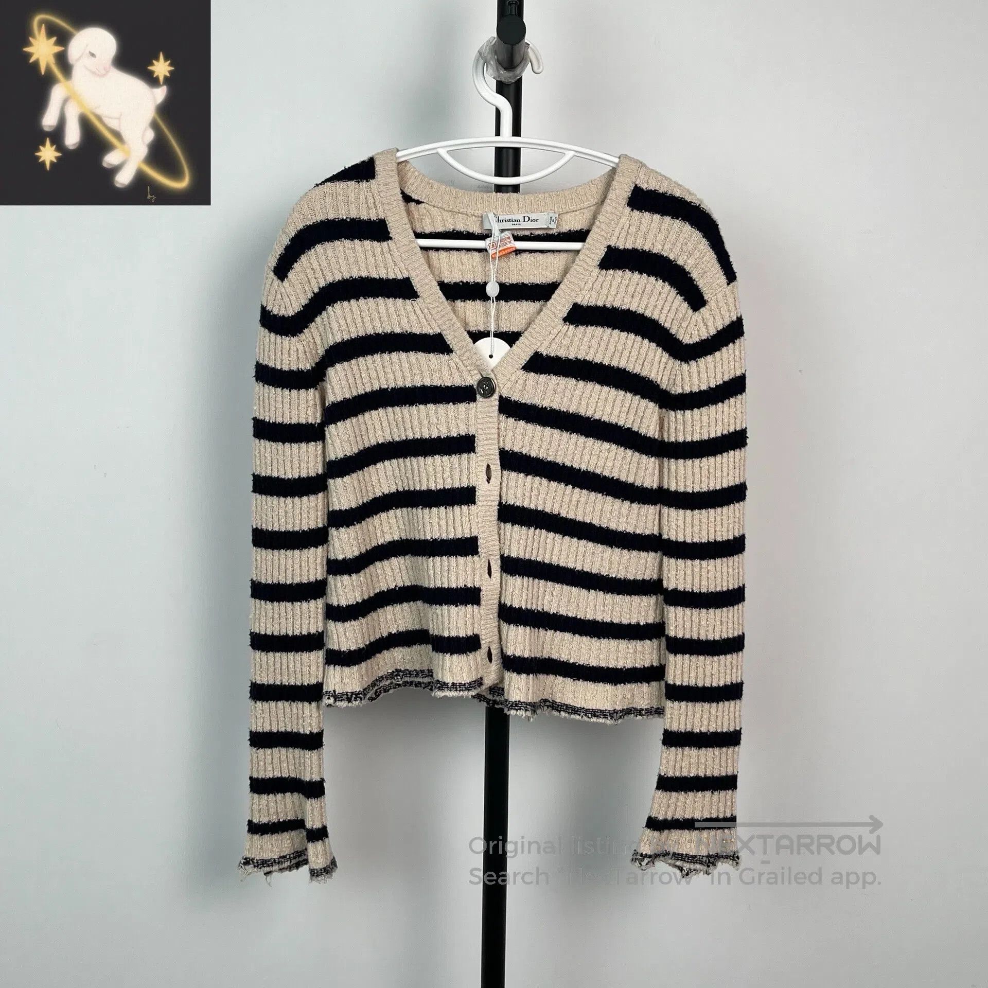 Dior Dior Black and ivory vintage striped anchor button knit ca Size XS / US 0-2 / IT 36-38 - 1 Thumbnail