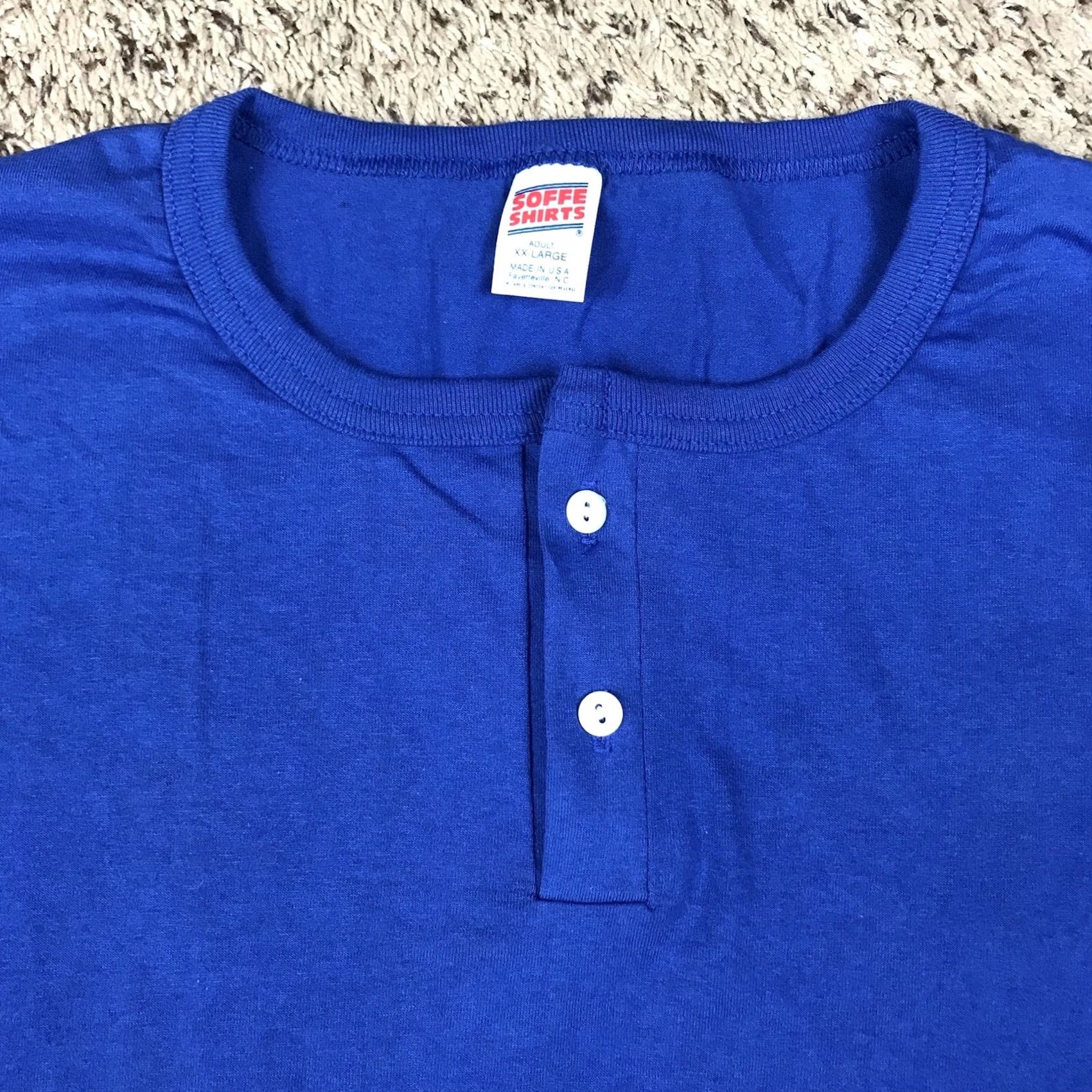 Soffe VINTAGE Soffe T-Shirt Henley 2XL Adult Blue Short Sleeve Single Stitch 90s Mens Size US XXL / EU 58 / 5 - 5 Thumbnail