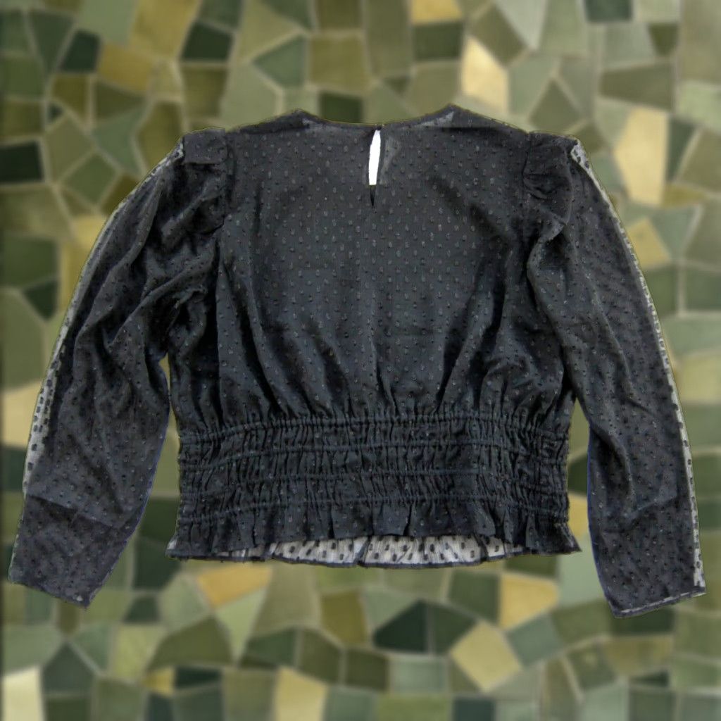 Express NWT EXPRESS Black Sheer Long Sleeve Stretch Waist Puff Shoulder Blouse XL Size XL / US 12-14 / IT 48-50 - 1 Thumbnail
