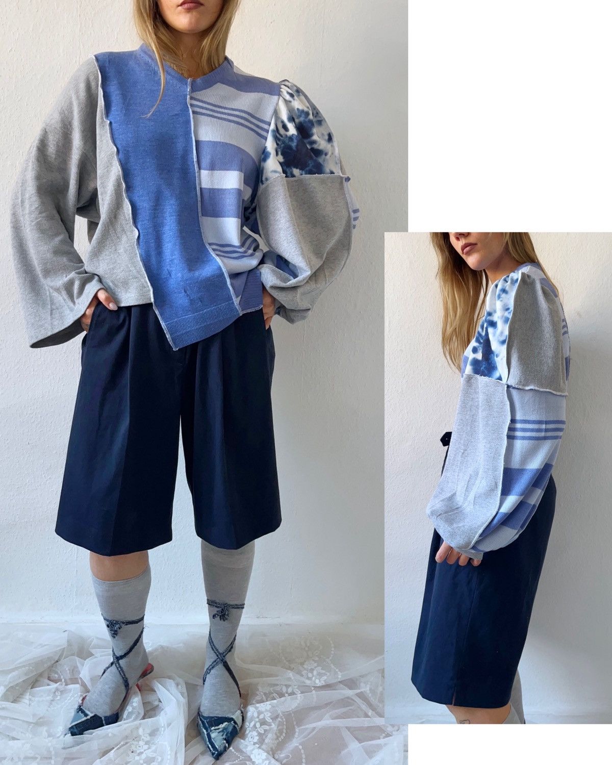 Custommade REWORKED UP-CYCLED COTTON SWEATER Size M / US 6-8 / IT 42-44 - 3 Thumbnail