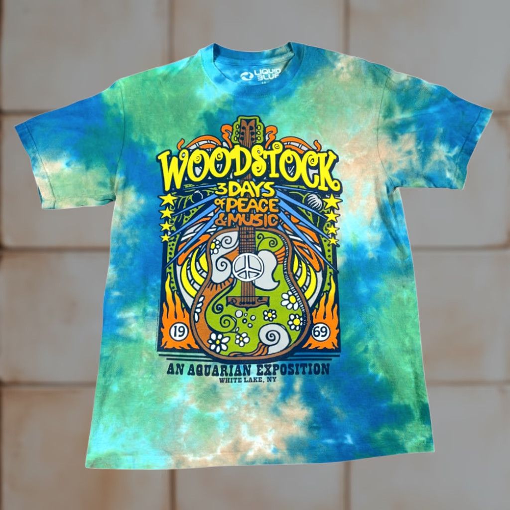 Liquid Blue VINTAGE Woodstock Shirt Liquid Blue Adult MEDIUM Green Tie Dye Bands Music Festival 1969 Mens Size US M / EU 48-50 / 2 - 1 Thumbnail