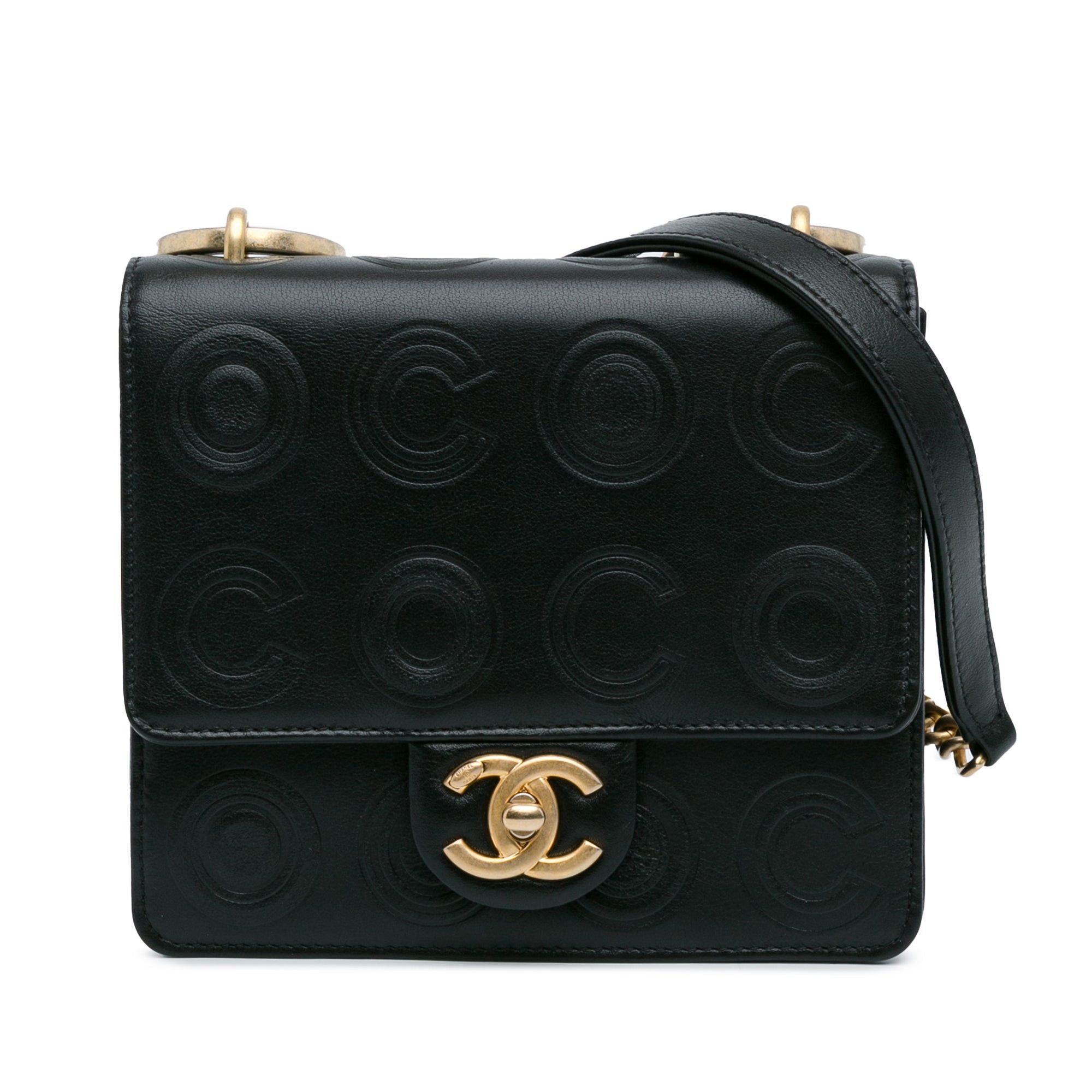 Chanel Chanel Mini Square Coco Embossed Calfskin Flap Black Size ONE SIZE - 1 Thumbnail