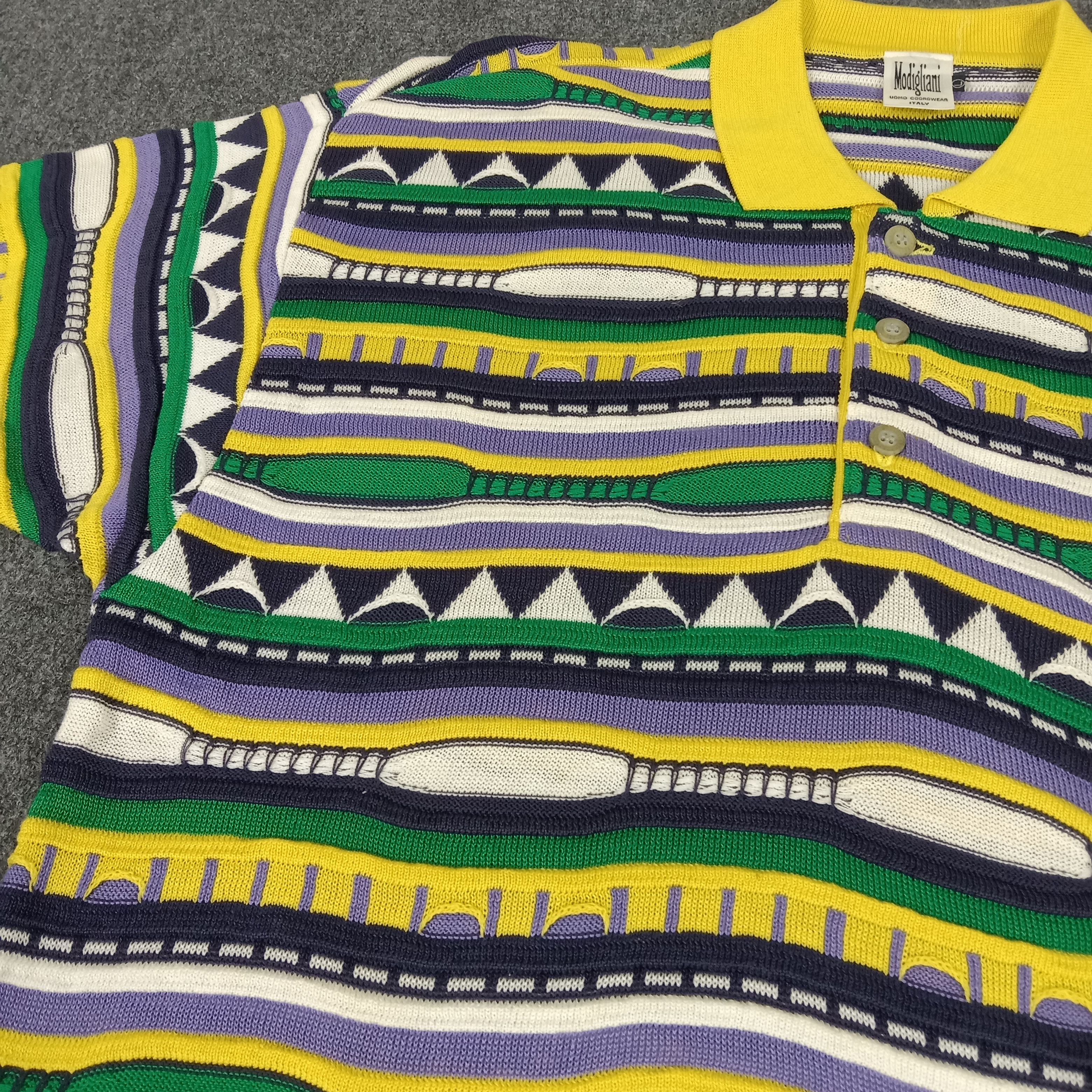 Coogi × Gypsy × Vintage Modigliani Knitted Hippie Style Polo Shirt Size US L / EU 52-54 / 3 - 2 Thumbnail