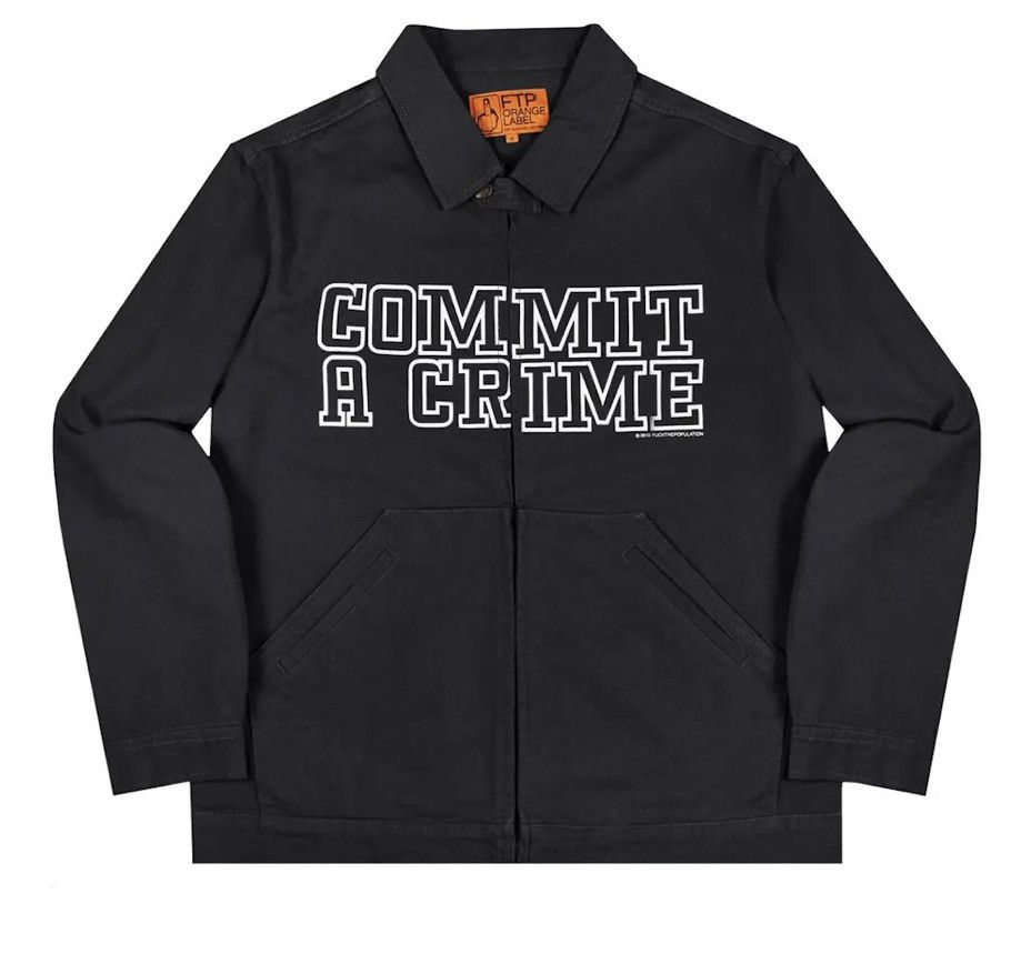 image of Fuck The Population Commit A Crime Jacket in Black, Men's (Size Medium)