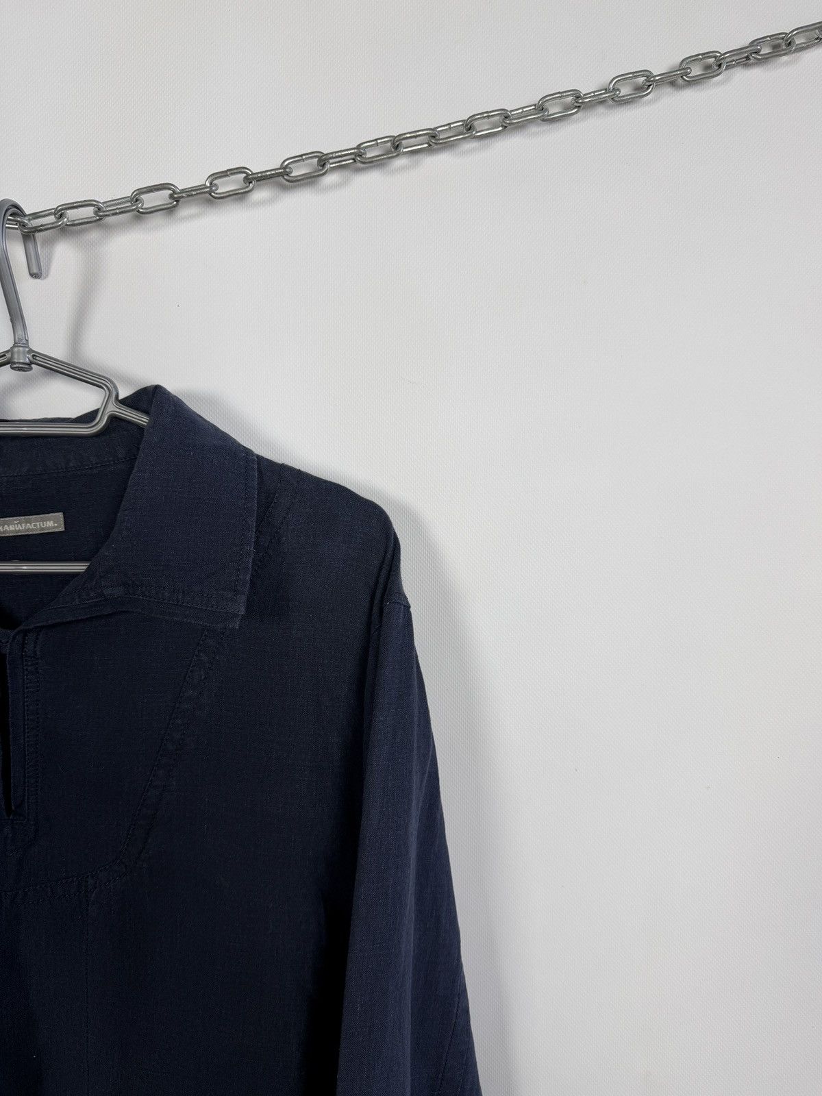 Vintage Manufactum Workwear Linen Shirt Vintage Half Button Pullover Size US L / EU 52-54 / 3 - 2 Thumbnail