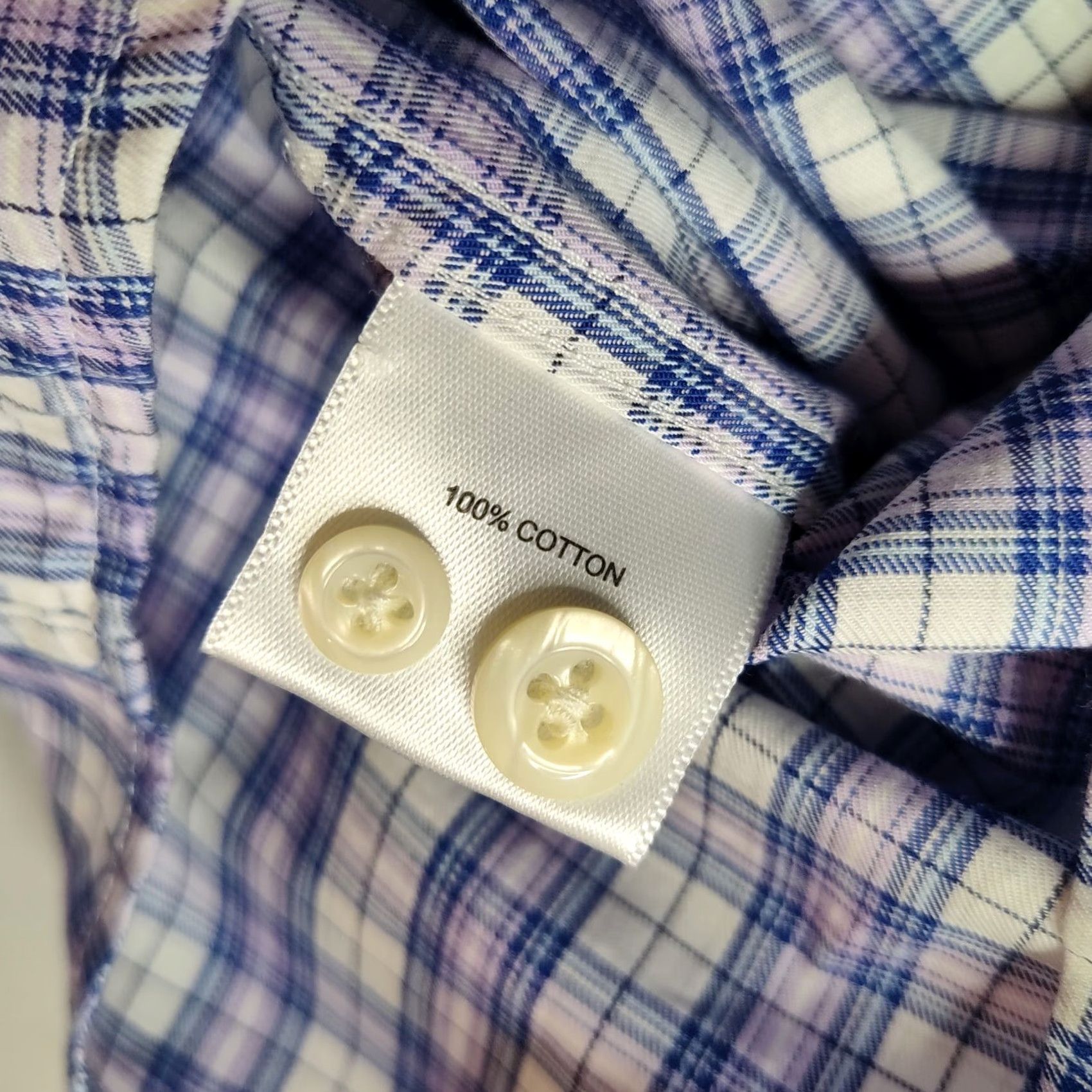 Peter Millar PETER MILLAR Button-Down Shirt Men XL Purple Blue Check 100% Cotton Long Sleeve Size US XL / EU 56 / 4 - 6 Thumbnail