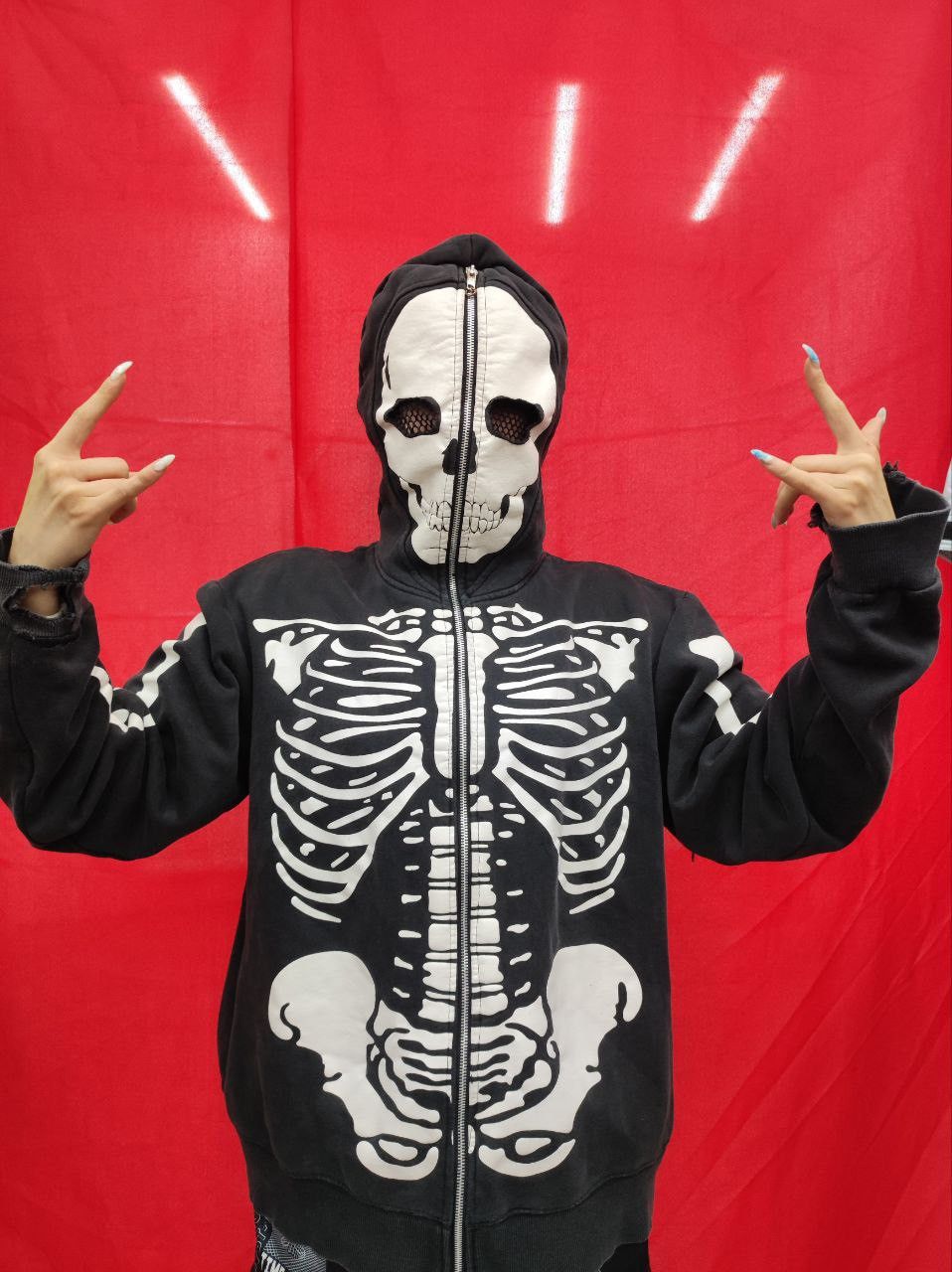 Vintage Vintage distressed Fullzipper Skeleton Hoodie Size US L / EU 52-54 / 3 - 2 Thumbnail