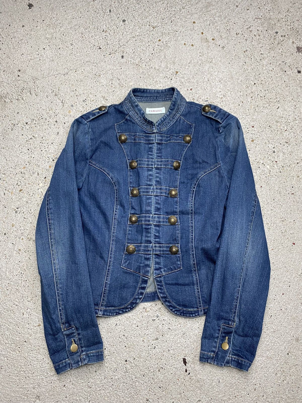 Japanese Brand Vintage napoleon jacket denim blue Size S / US 4 / IT 40 - 1 Thumbnail