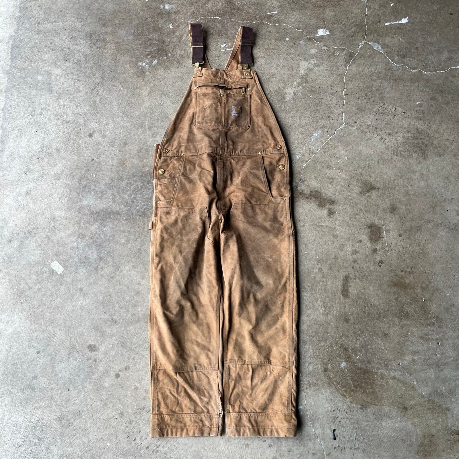 Vintage VINTAGE CARHARTT OVERALL BIBS TAN 36X30 CARPENTER Size US 36 / EU 52 - 1 Thumbnail