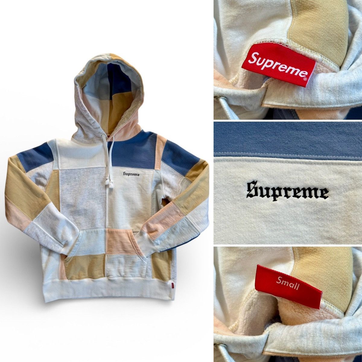 Supreme Hoodie Patchwork FW17 Pullover Sweatshirt Sz Small