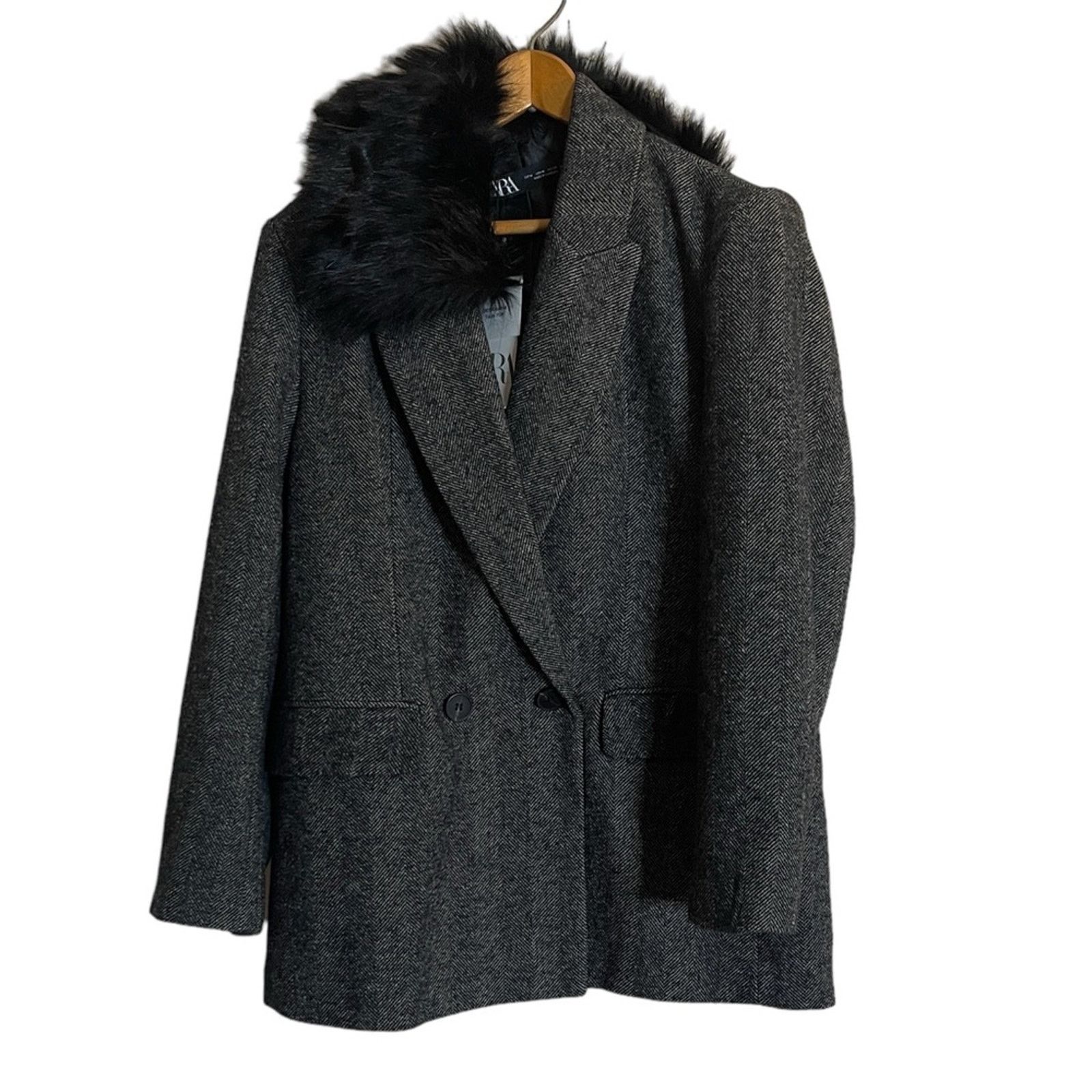 Zara Zara Herringbone Blazer S Size S / US 4 / IT 40 - 6 Thumbnail