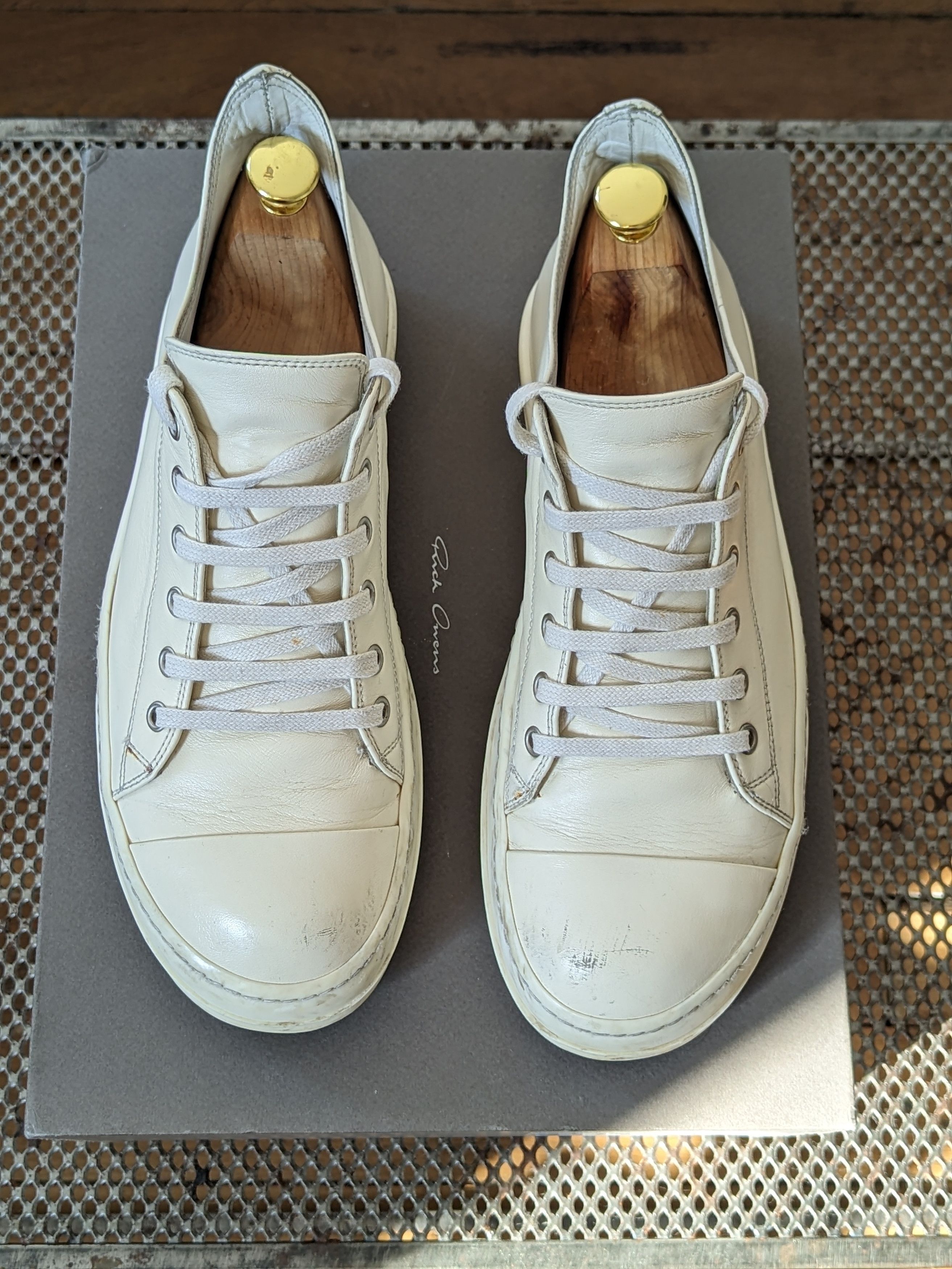 Rick Owens Rick Owens Mainline Ramones Low – Cream/Milk Leather Size US 7.5 / EU 40-41 - 2 Thumbnail