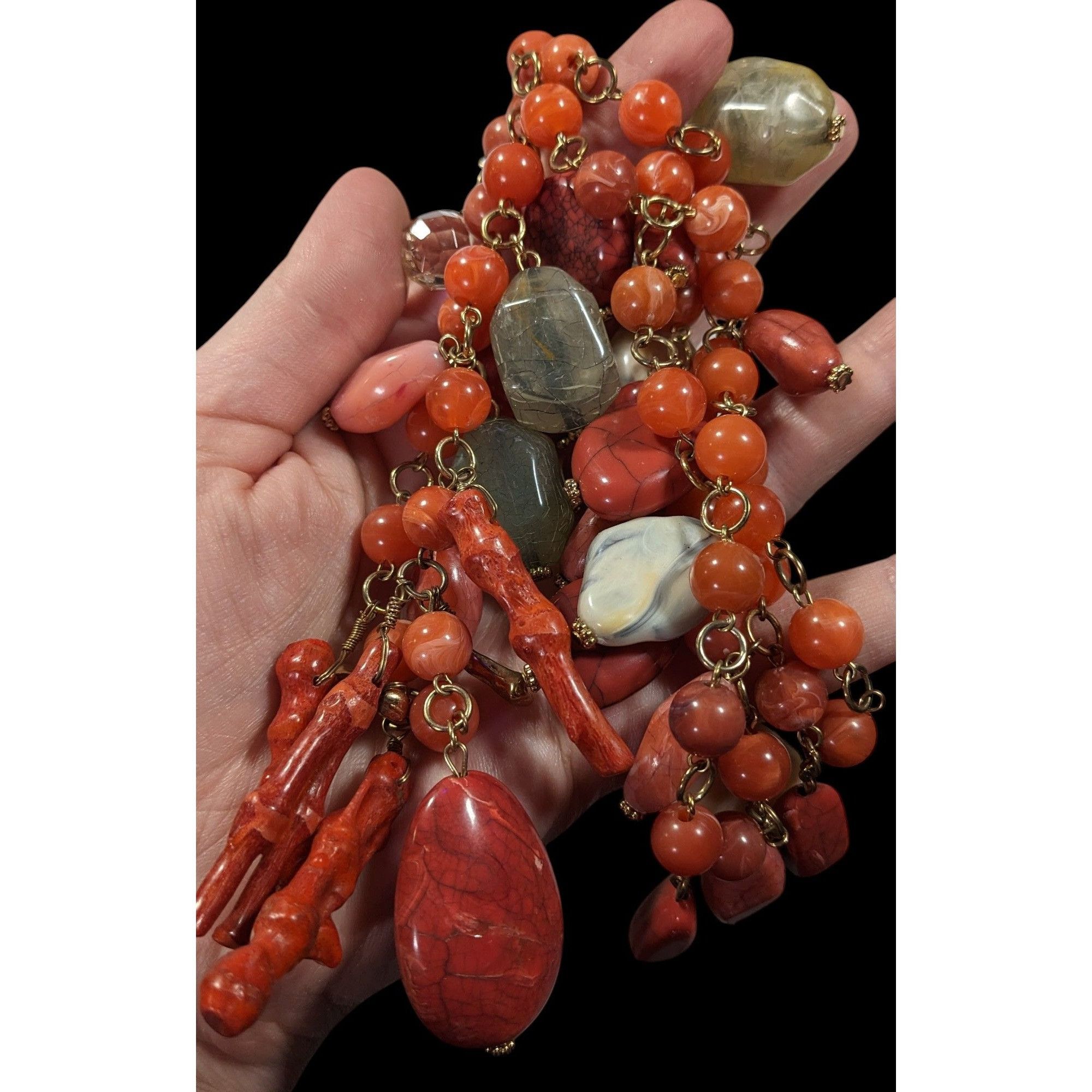 Other Vintage Mermaidcore Beaded Acrylic And Coral Fringe Necklace Size ONE SIZE - 3 Thumbnail