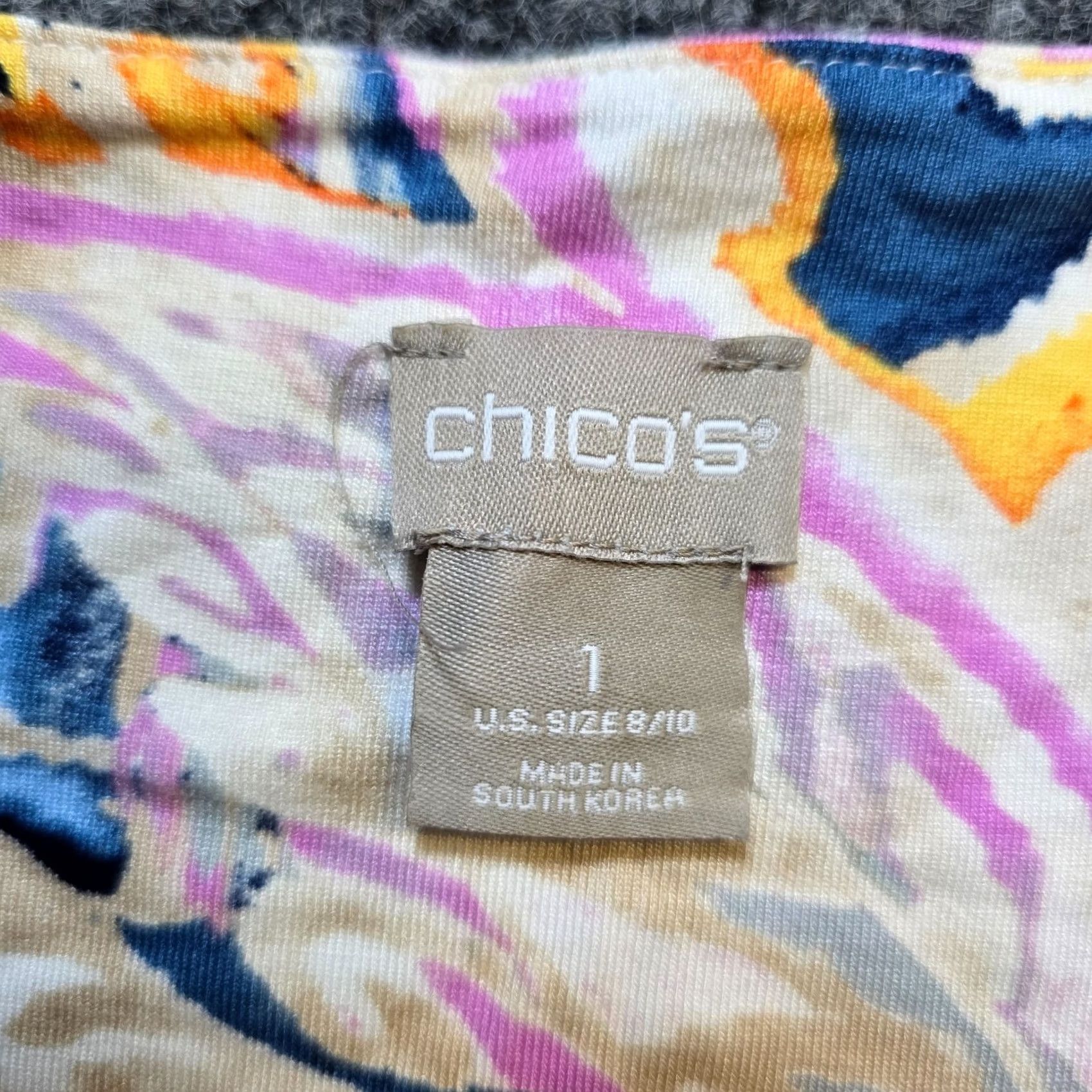 Vintage Chico's Dress Womens Size 10 Purple Paisley Short Sleeve A-Line Casual Shirt? Size 32" / US 10 / IT 46 - 4 Thumbnail