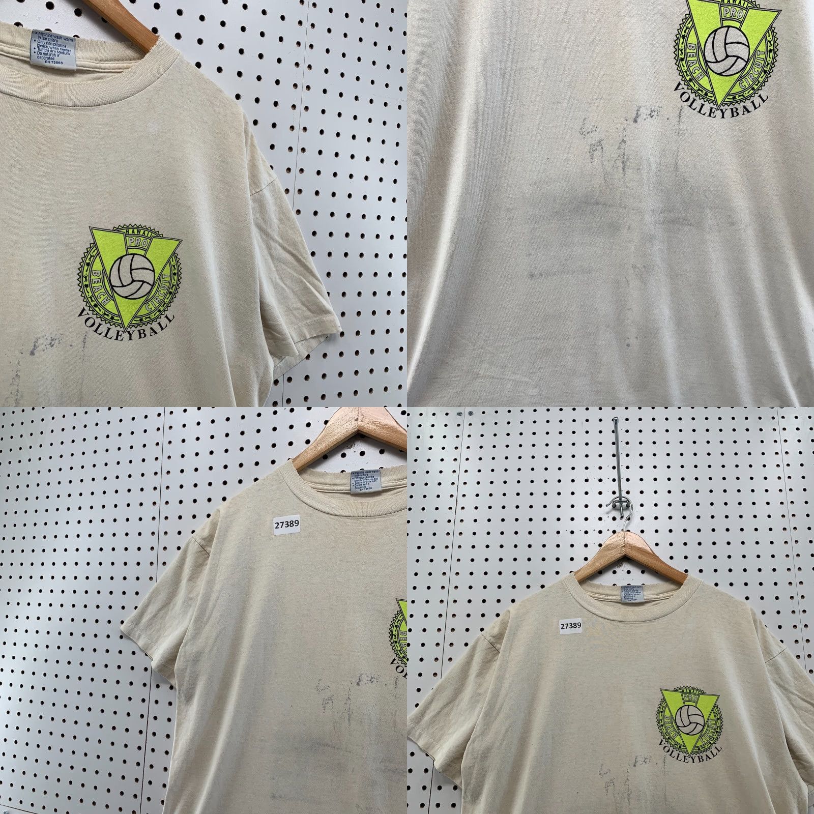 Vintage VTG Hawaii Pro Beach Circuit Volleyball Shirt XL Beige Unisex Adults 90s All Sport Crew Neck Short Sleeve Vintage T-Shirt Men Women 90s Theme Size US XL / EU 56 / 4 - 8 Thumbnail