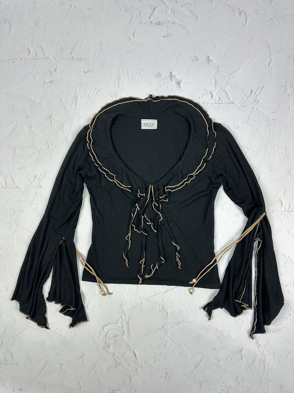 Vintage Flared Sleeve Black Sweater