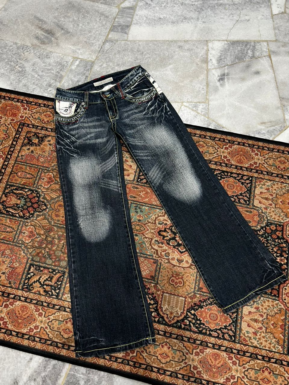Japanese Brand Blue Moon Blue Hawaii Motif Denim Jeans Size US 29 - 3 Thumbnail