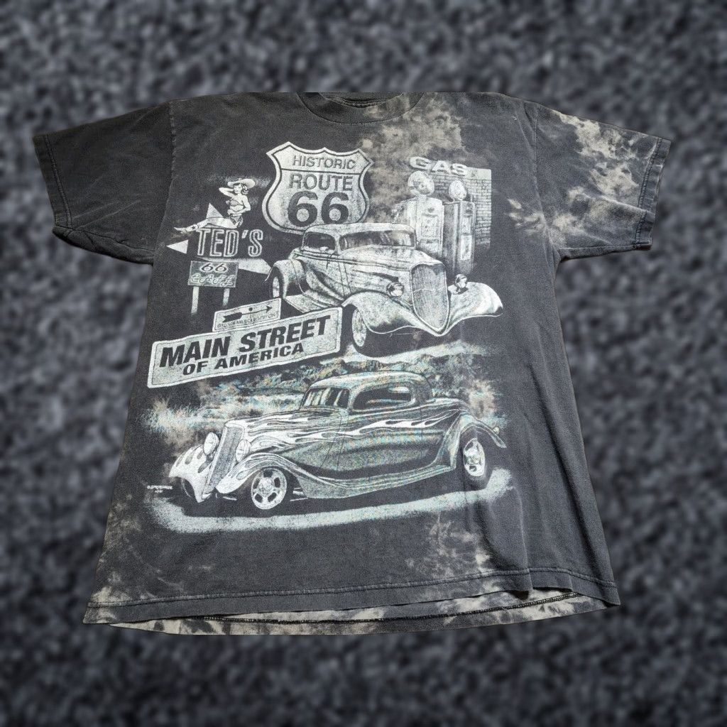 Tultex VINTAGE Men XL T-Shirt Cars 90s All Over Print Crew Neck Cotton Distressed Size US XL / EU 56 / 4 - 1 Thumbnail