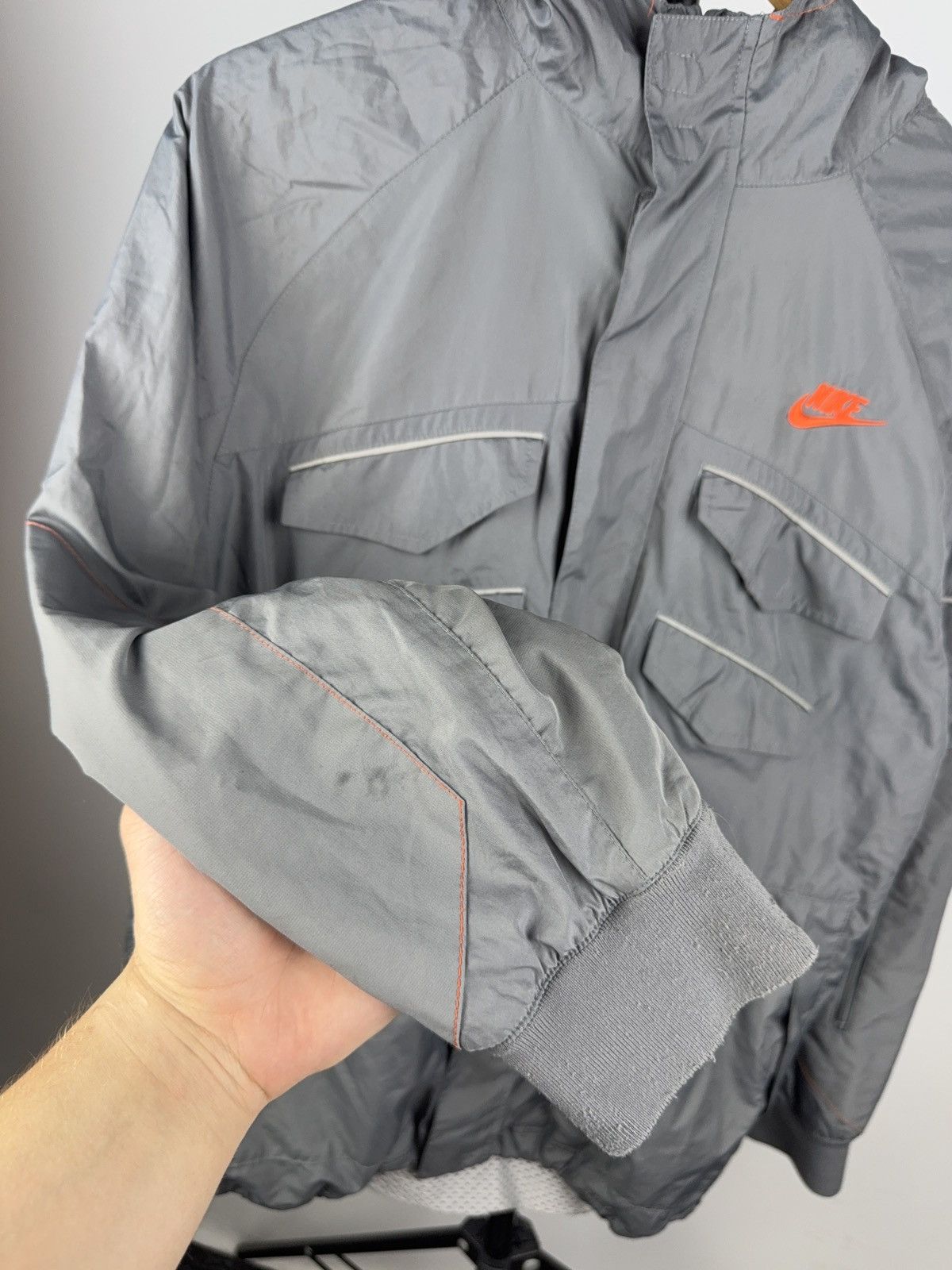 Nike × Vintage 00s Nike Air gray Tactical Jacket Utility Y2K Cyber Style Size US S / EU 44-46 / 1 - 5 Thumbnail