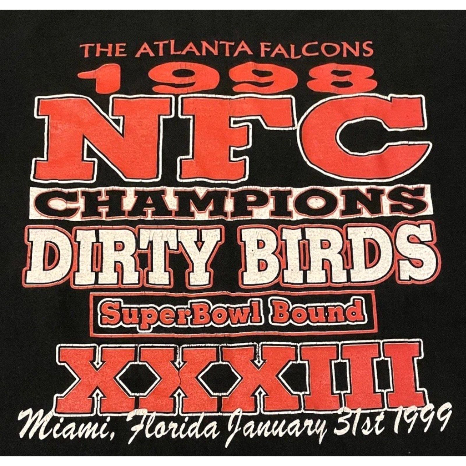 Vintage VINTAGE Atlanta Falcons We Ain’t Falcon Around Faded Super Bowl Shirt XL Black Mens T-Shirt All Over Print 90s Football Joke Swag Size US XL / EU 56 / 4 - 4 Thumbnail