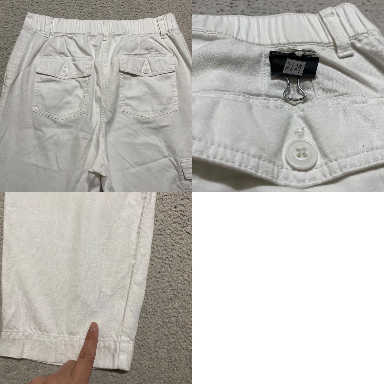 Talbots Talbots Womens Pants 8 White Cargo Straight High Rise Elastic Waist Regular Size 30" / US 8 / IT 44 - 9 Thumbnail