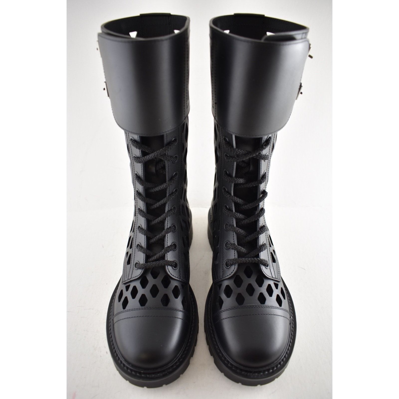 Dior Dior D-Trap Black Leather Cut Out Military Combat Lace Up Size US 6 / IT 36 - 8 Thumbnail
