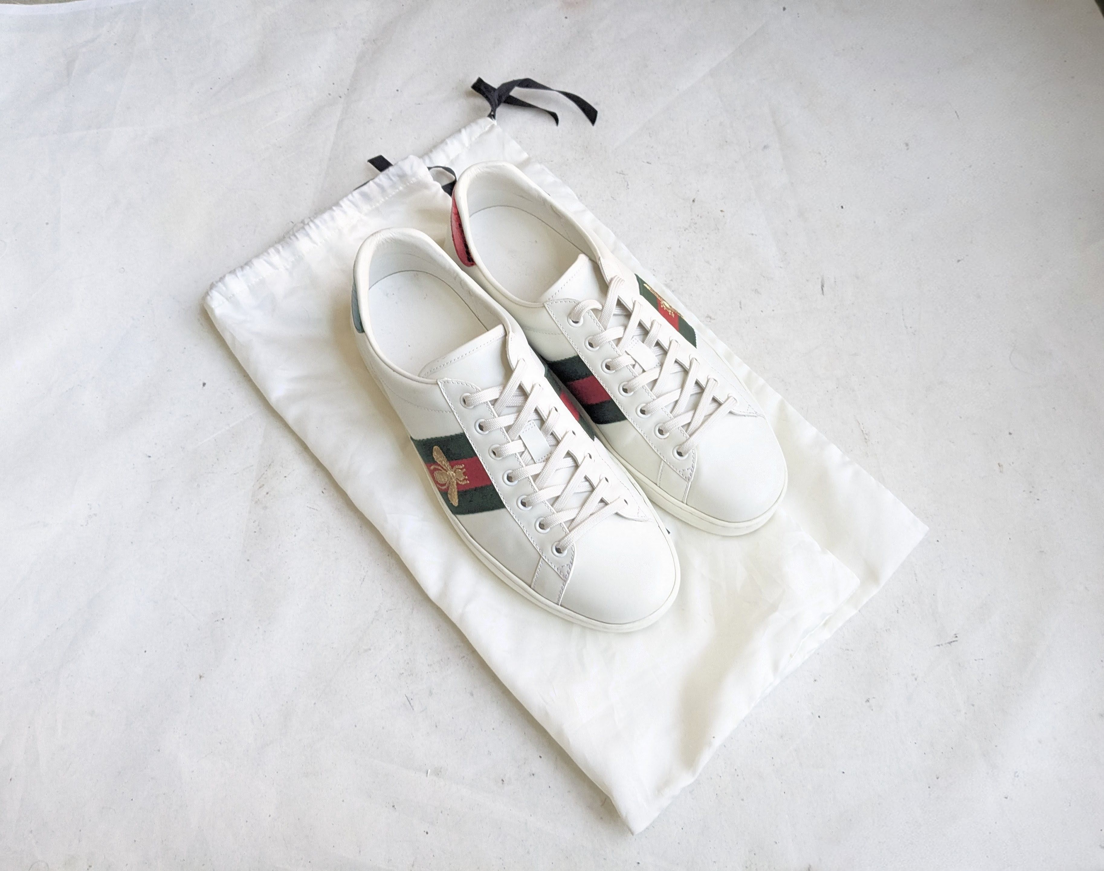 Gucci Gucci Ace Sneakers White 10 Bee Low Tops 429446 Size US 10 / EU 43 - 1 Thumbnail