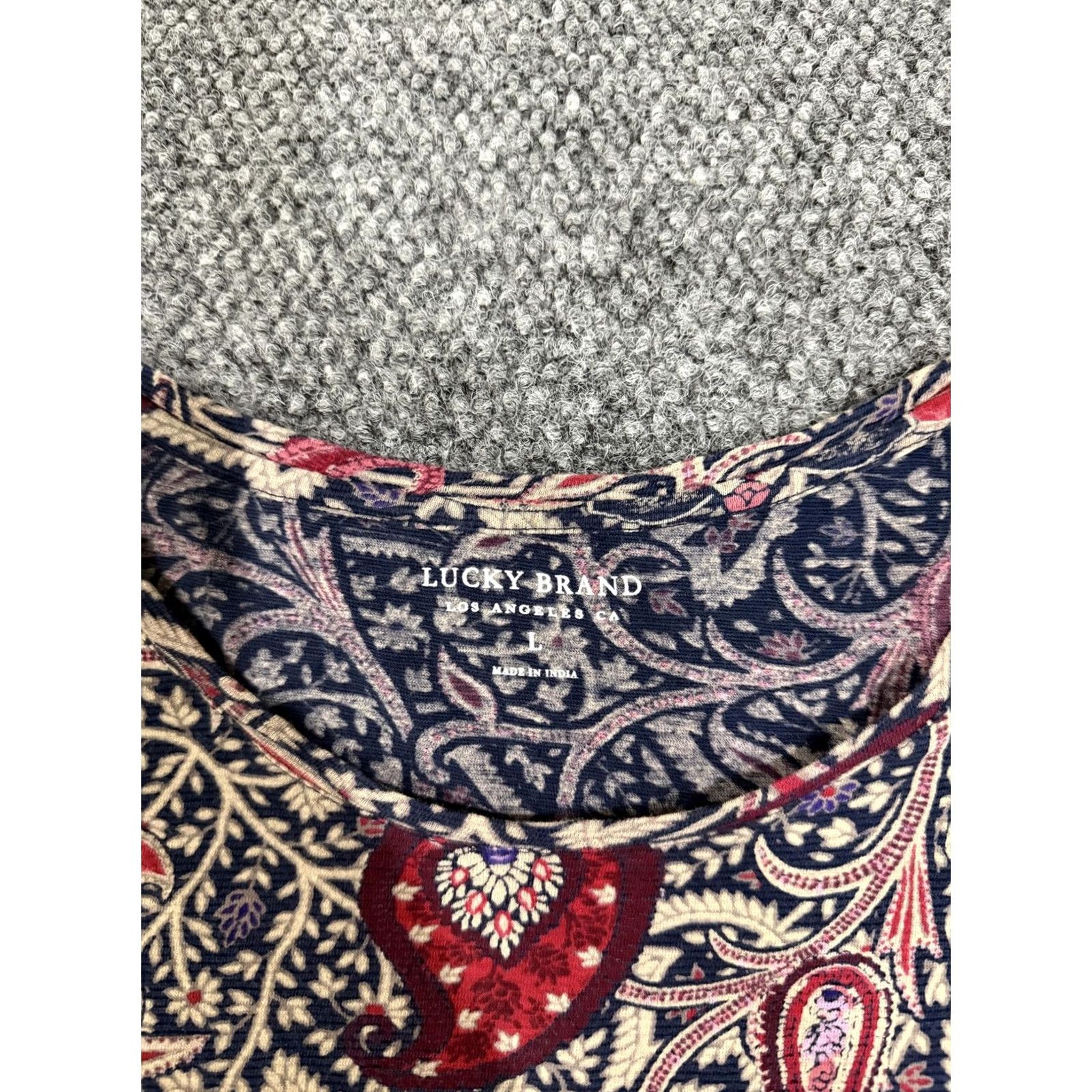 Lucky Brand Lucky Brand Shirt Womens L Paisley Scoop Neck 3/4 Sleeve Tunic Top Boho Casual Tunic Hem Multicolor Size L / US 10 / IT 46 - 4 Thumbnail