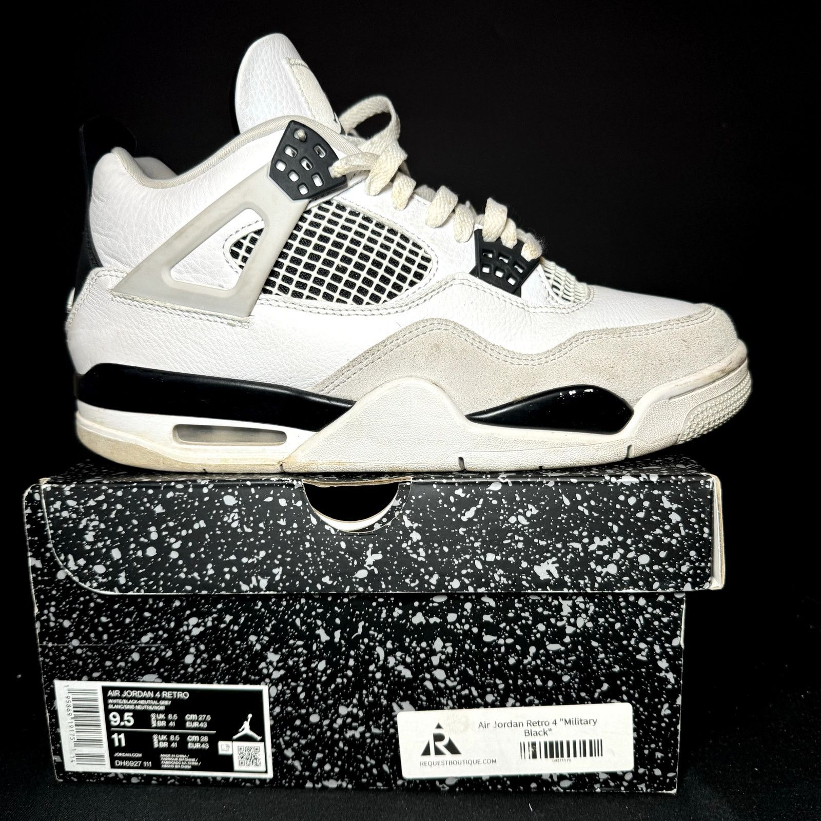 Jordan Brand × Nike Size 9.5 Nike Air Jordan 4 Retro Military Black Men's Shoes Size US 9.5 / EU 42-43 - 1 Thumbnail
