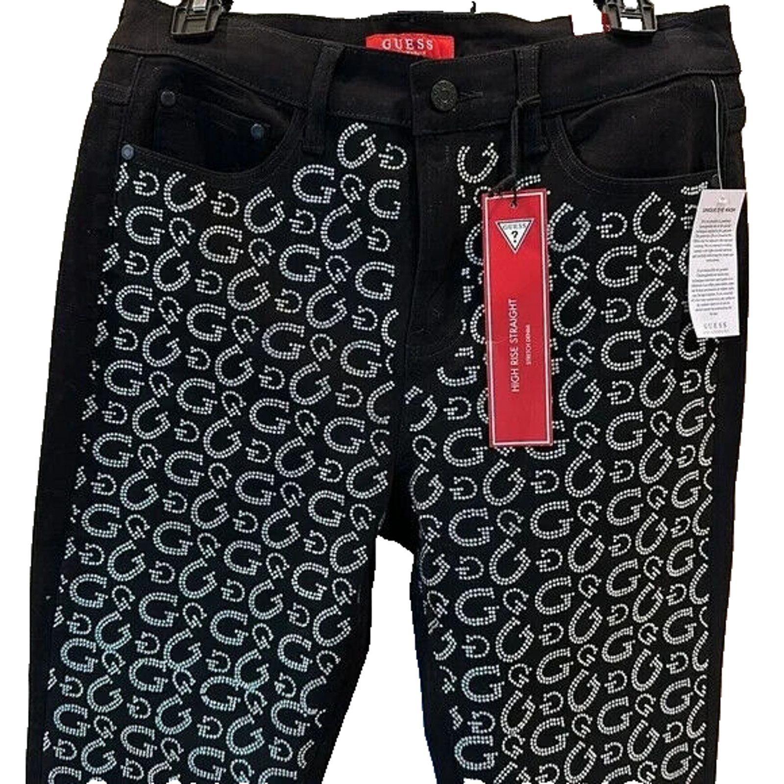 Guess GUESS BLACK & RHINESTONE G'SN ALL OVER DENIM JEANS NWT SZ 29 Size 29" - 4 Thumbnail