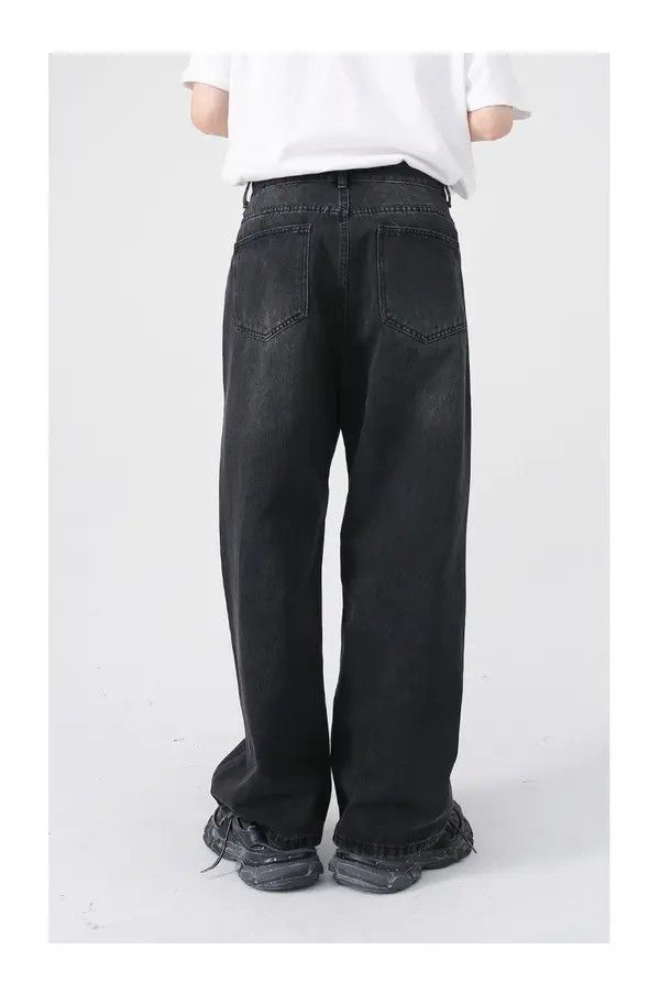 Japanese Brand Kahori x Miwa Men's washed black wide-leg straight jeans Size US 32 / EU 48 - 6 Thumbnail