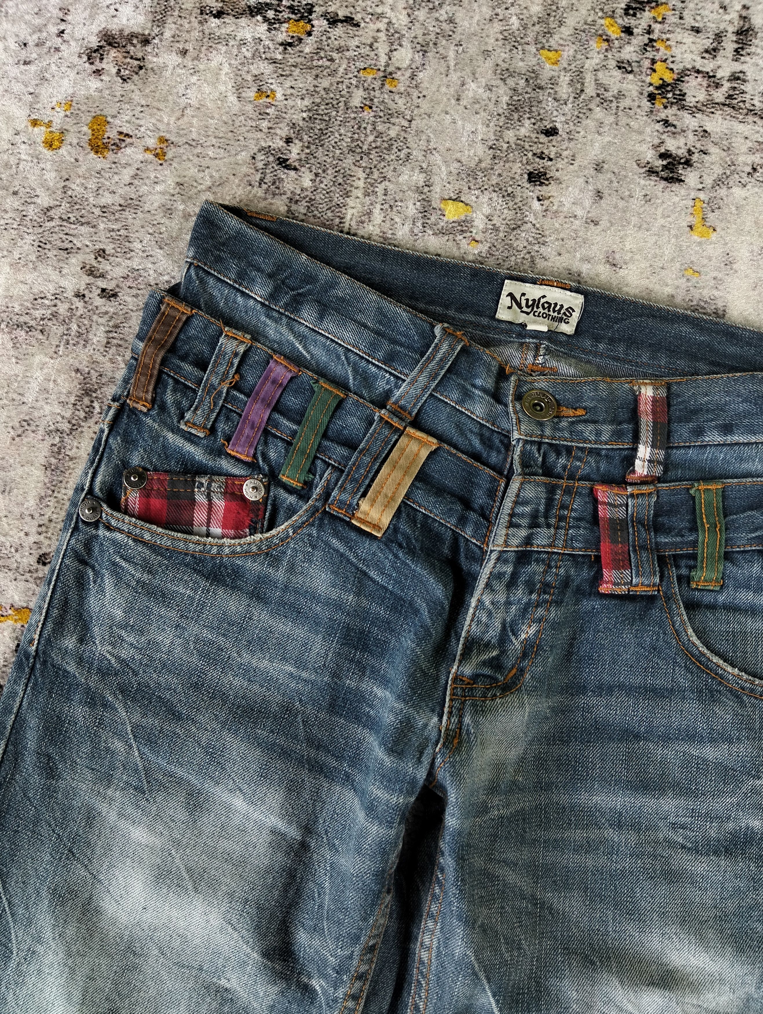 PPFM Japanese Y2K Nylaus Double Waist Claw Mark Stone Wash Jeans Size US 30 / EU 46 - 4 Thumbnail