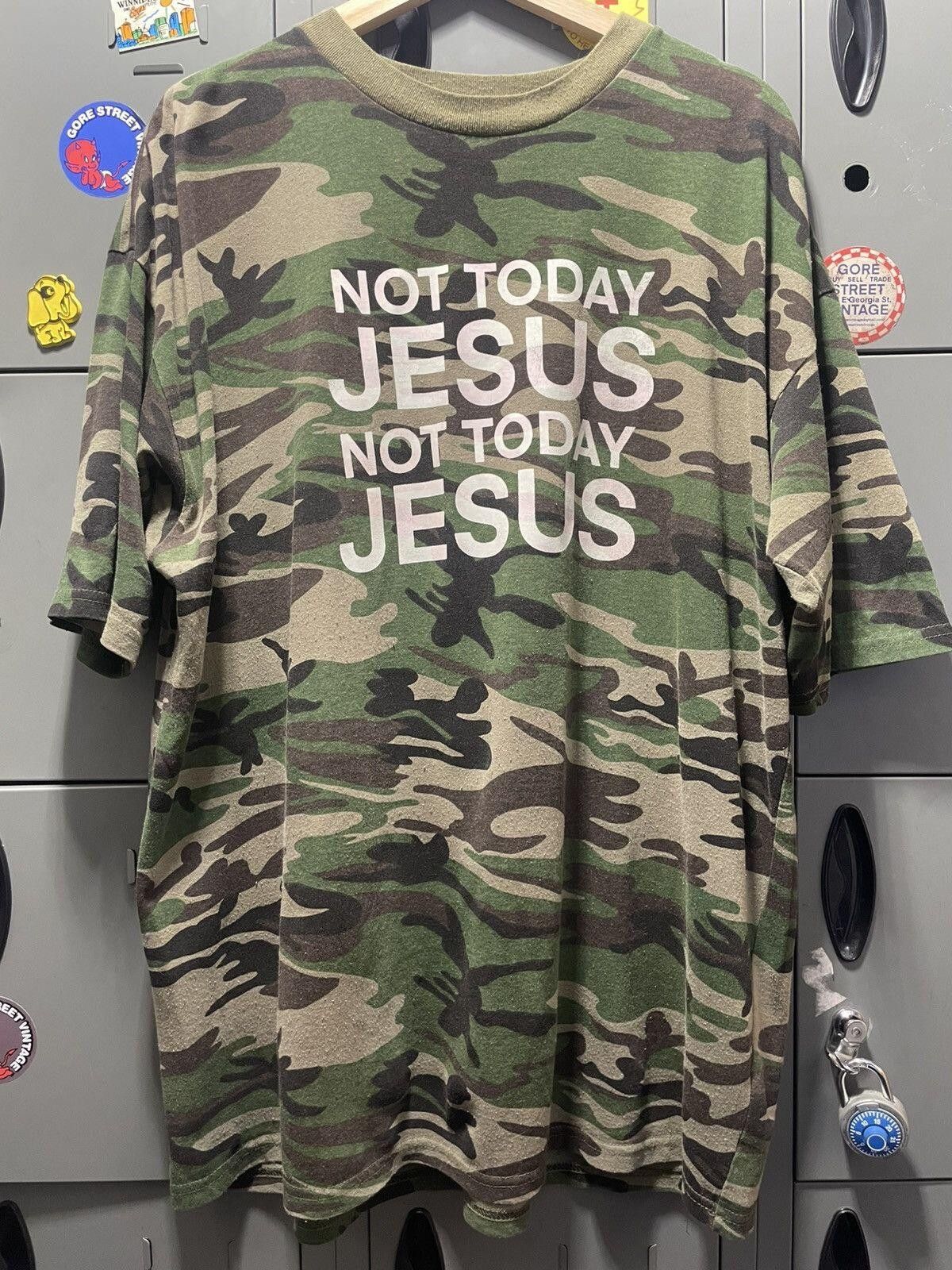 Vintage NOT TODAY JESUS double print camo vintage tee Size US XXL / EU 58 / 5 - 1 Thumbnail