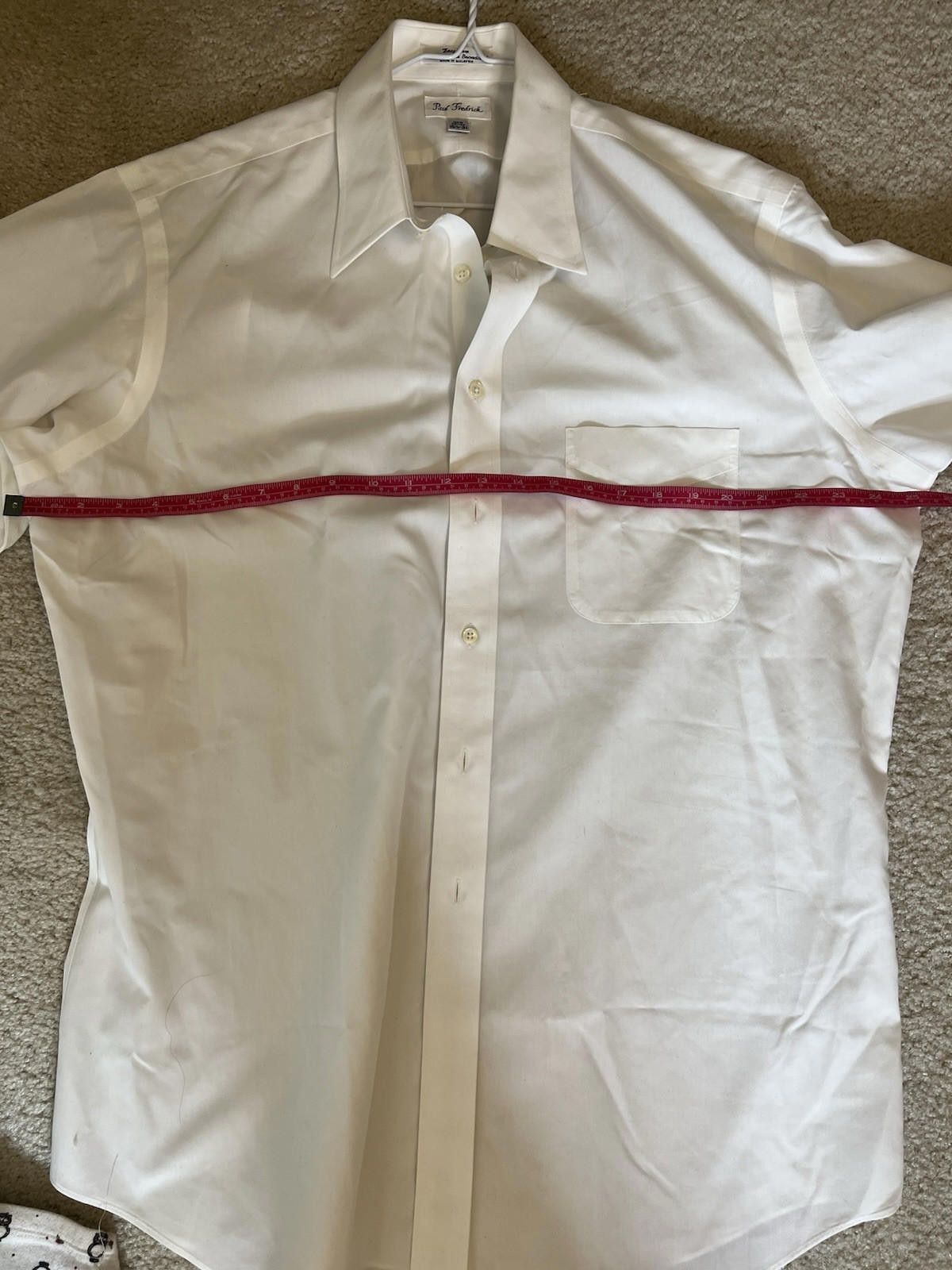 Paul Fredrick Paul Fredrick Dress Shirt 16.5 31 White Solid Cuff Cotton Size 38R - 5 Thumbnail